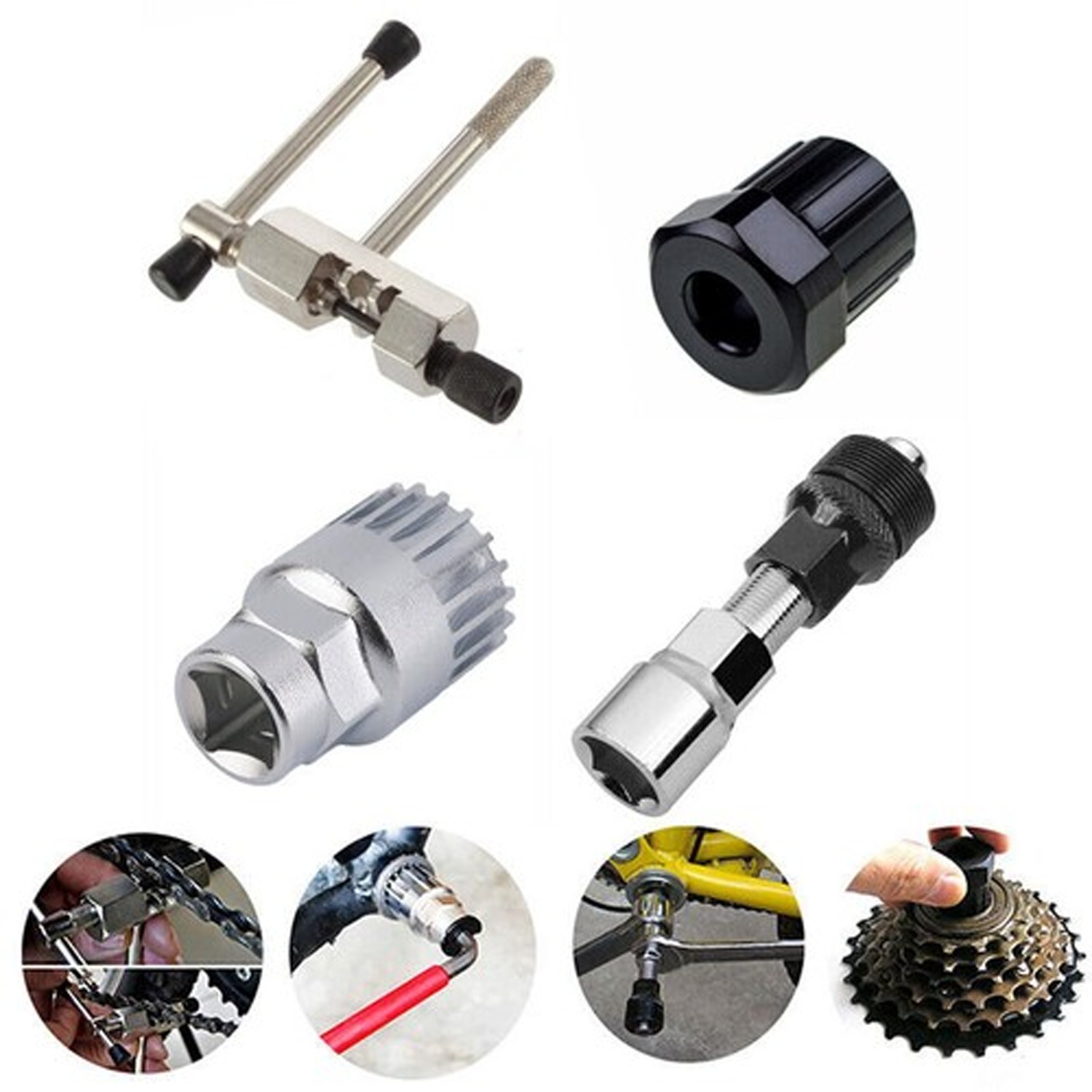 4PCS Mountain Bicycle Repair Tool Bike Crank Wheel Puller Pedal Remover Tool US
