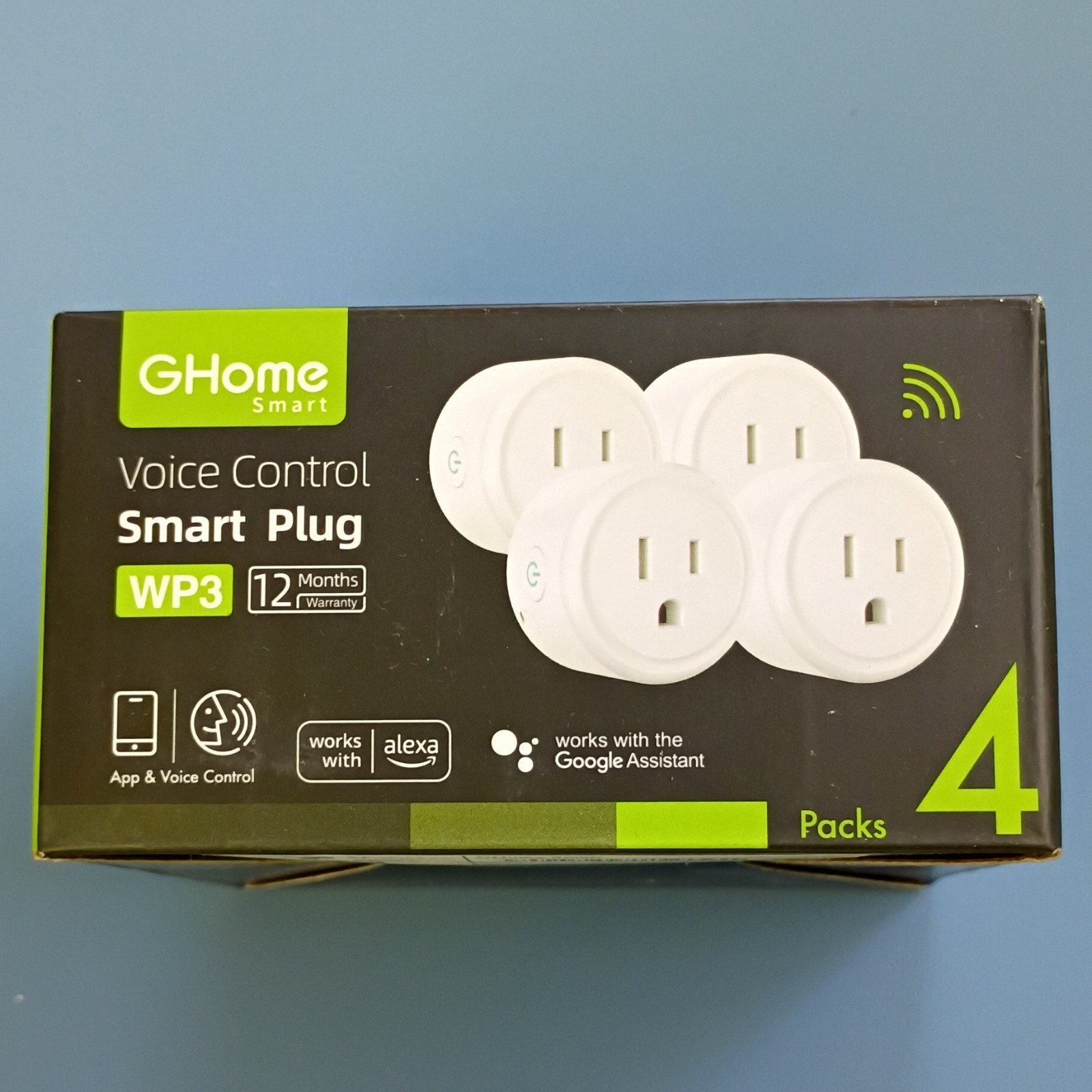 GHome Smart WP3 Wi-Fi Smart Plug 4-Pack, App/Voice, Alexa/Google, White