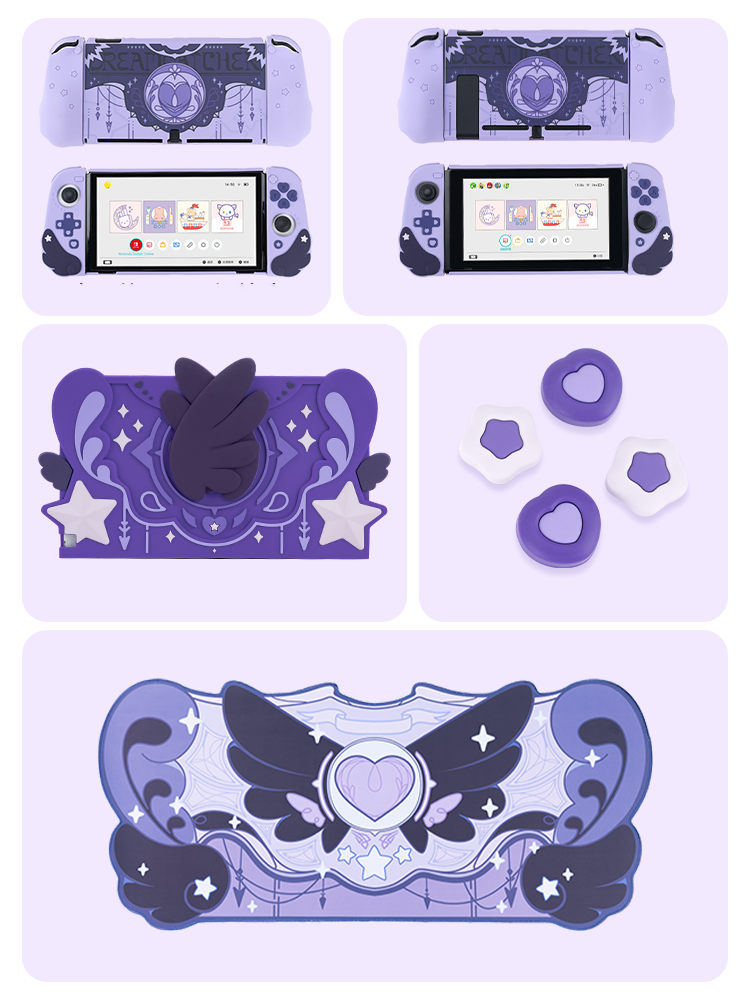 GeekShare Protective Case for Nintendo Switch/OLED and Joy Con Wing Star Dark