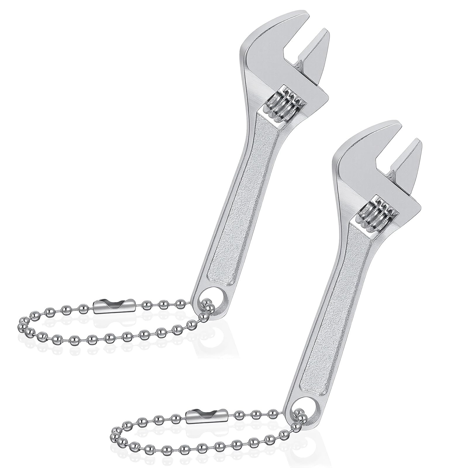 2 Pcs 2.5'' Mini Adjustable Wrenches, Tiny Wrench Keychain Tool Locking Stain...