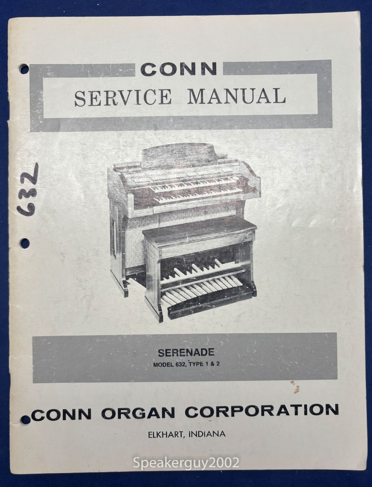 Original Conn Organ Service Manual / Serenade 632 Type 1 & 2 -- CS2