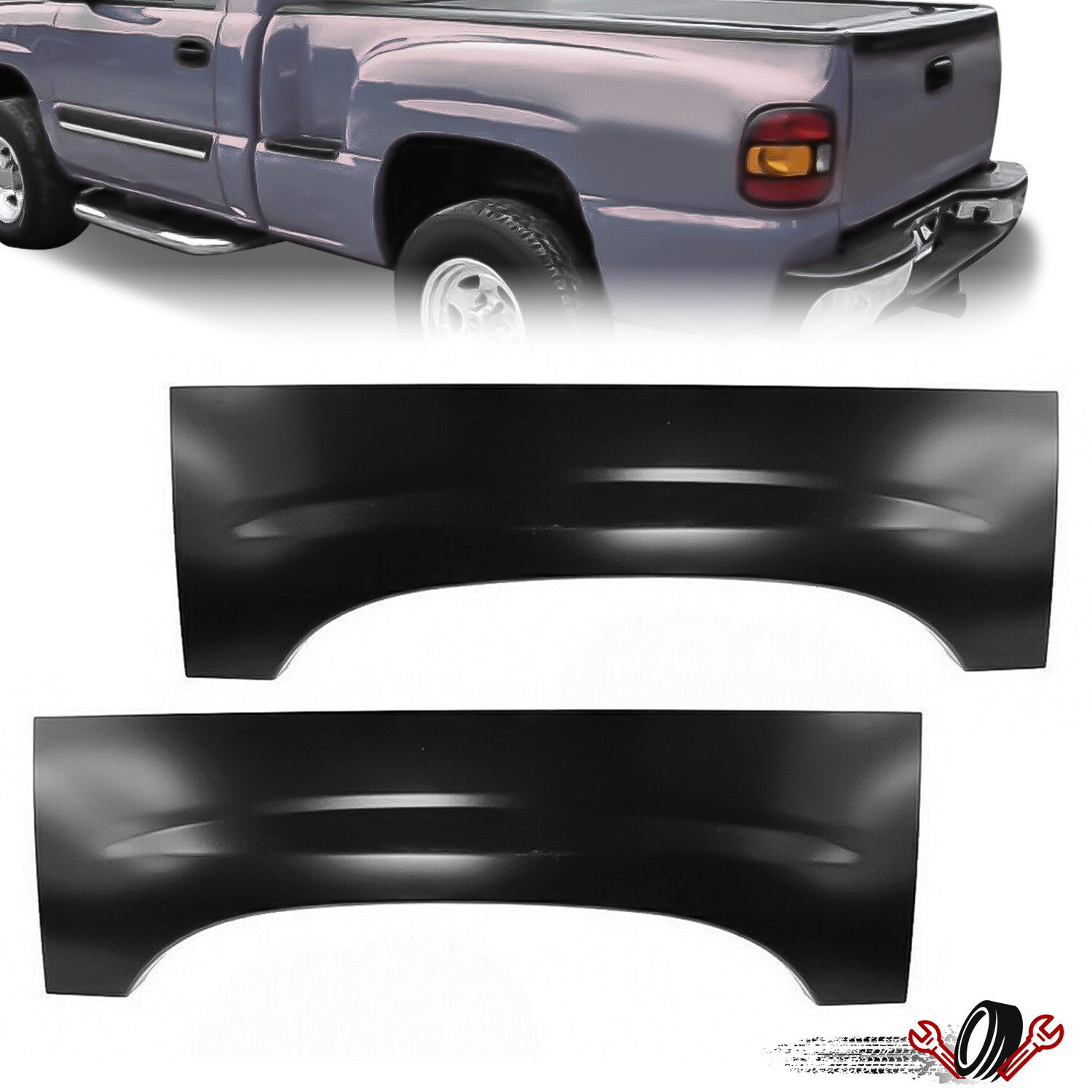 Wheel Arch Repair Panel Upper Rear Pair for 99-07 Chevy Silverado GMC Sierra