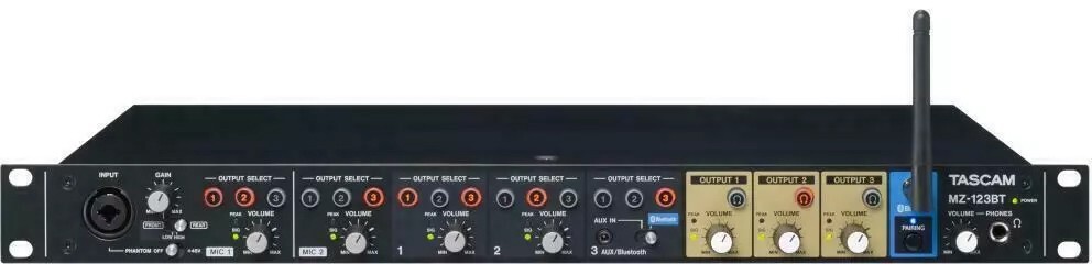 TASCAM MZ-123BT 3-channel Rackmount Multizone Mixer MZ123BT - 100% perfect