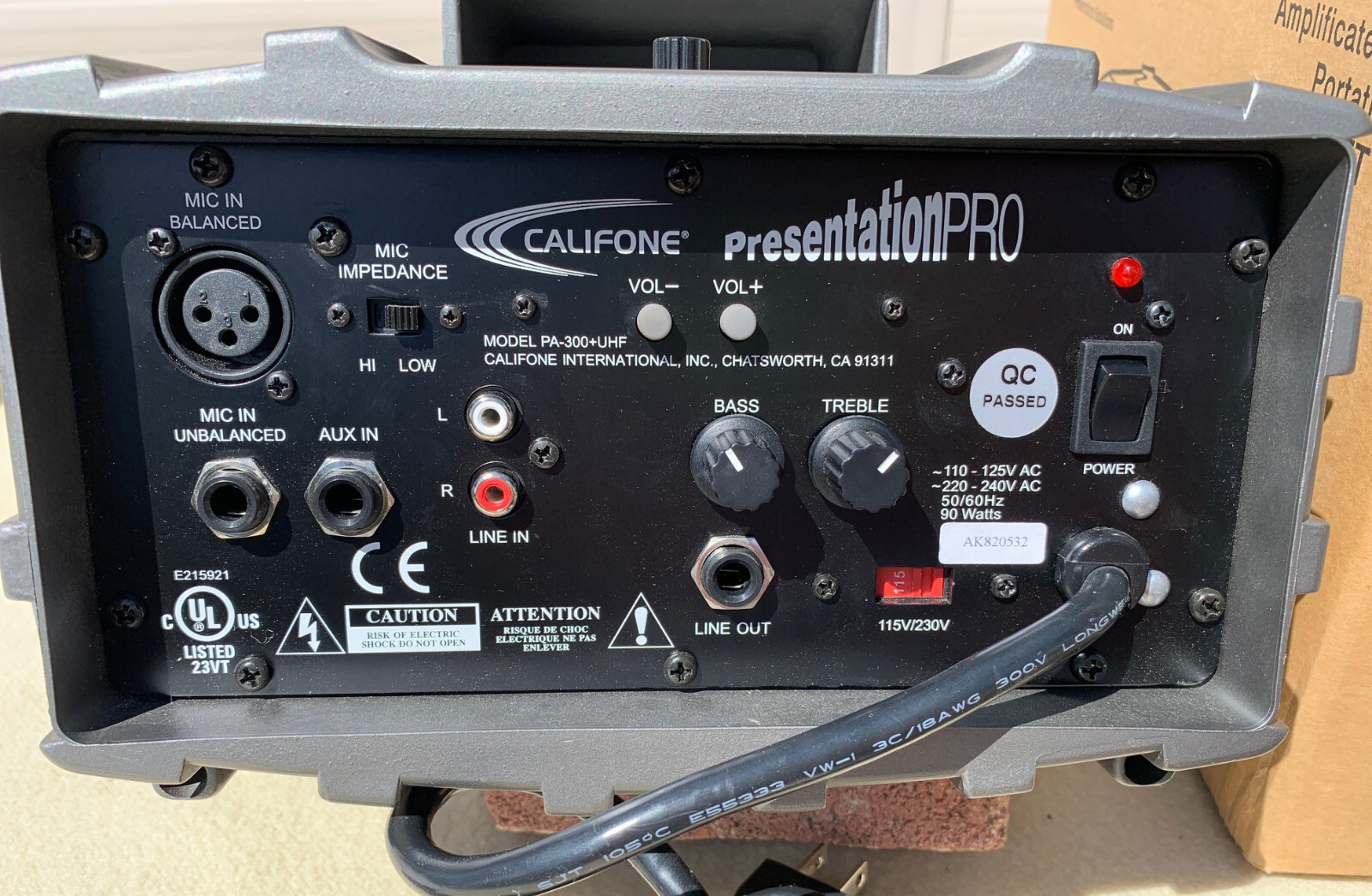 Califone Portable Audio Presentation System PA-300-UHF &RC Remote Control
