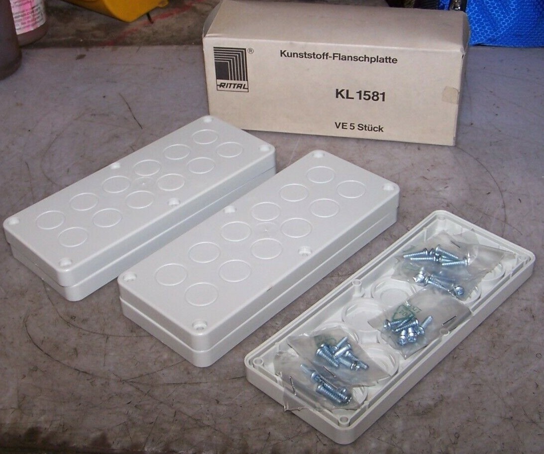 (5) NEW RITTAL PLASTIC CABLE GLAND PLATE W/ PG KNOCKOUTS 220x90mm KL1581