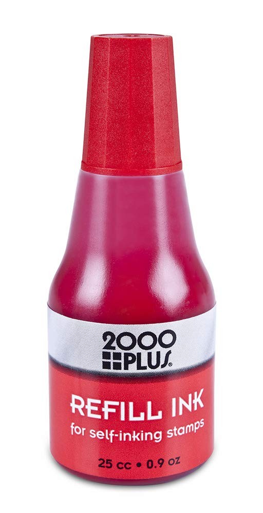 2000PLUS 0.9 fl oz Red Liquid Ink Refill for Self-Inking Stamps and Pads