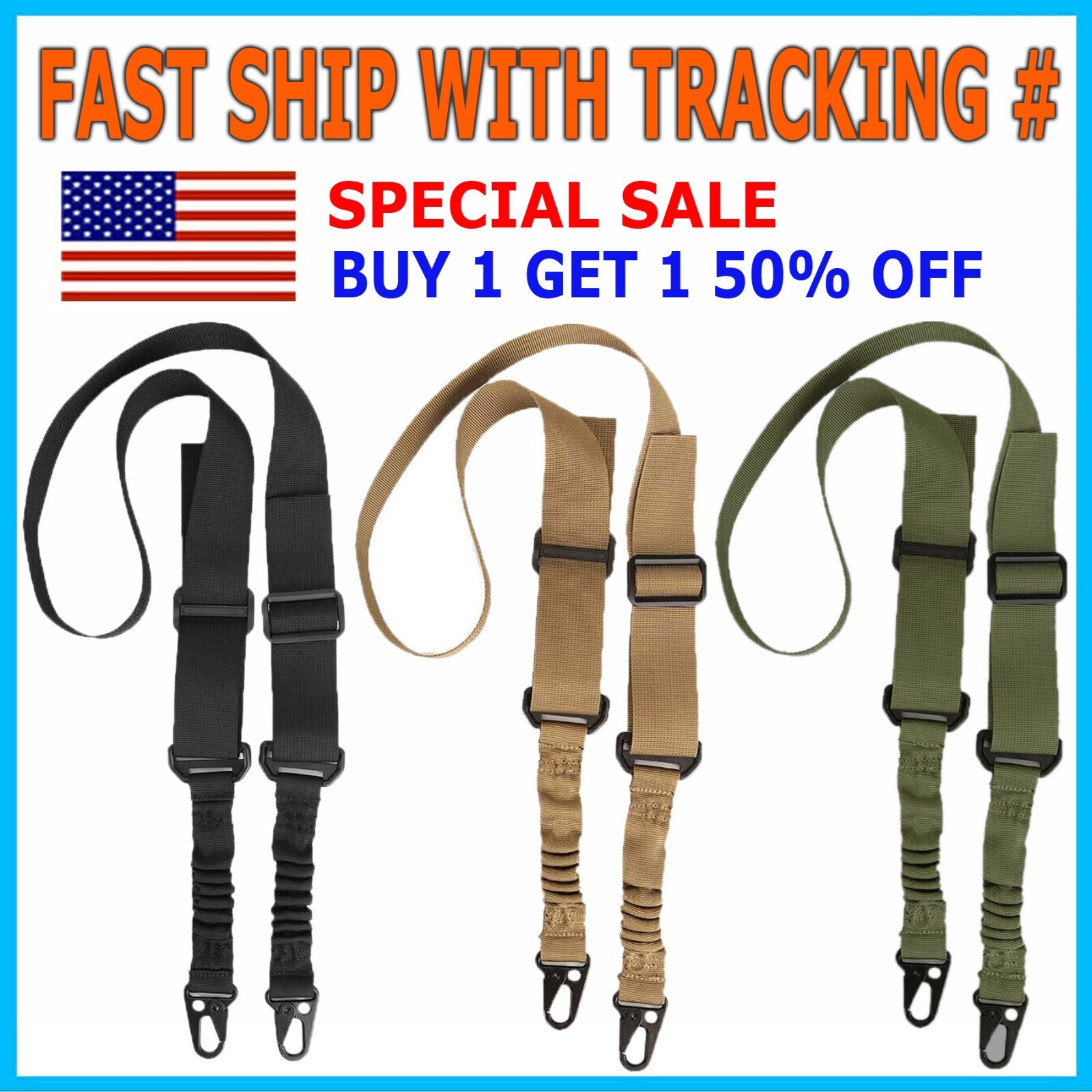 Tactical 2 Point Rifle Gun Sling Strap Adjustable Hunting Shotgun Belts Outdoor