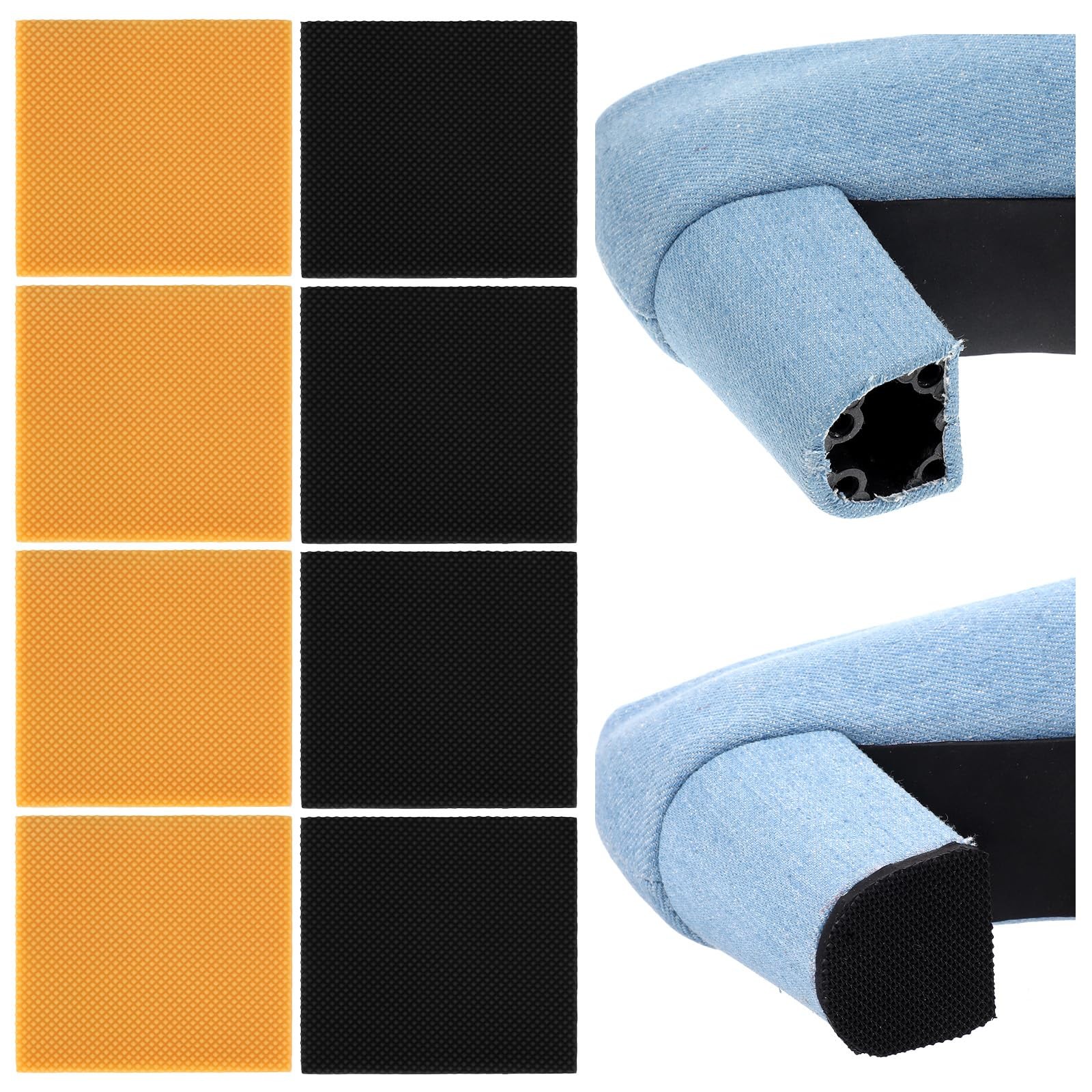 8Pcs High Heels Patch Shoe Repair Rubber 5/32 Inch (4mm) Thick, Black+yellow