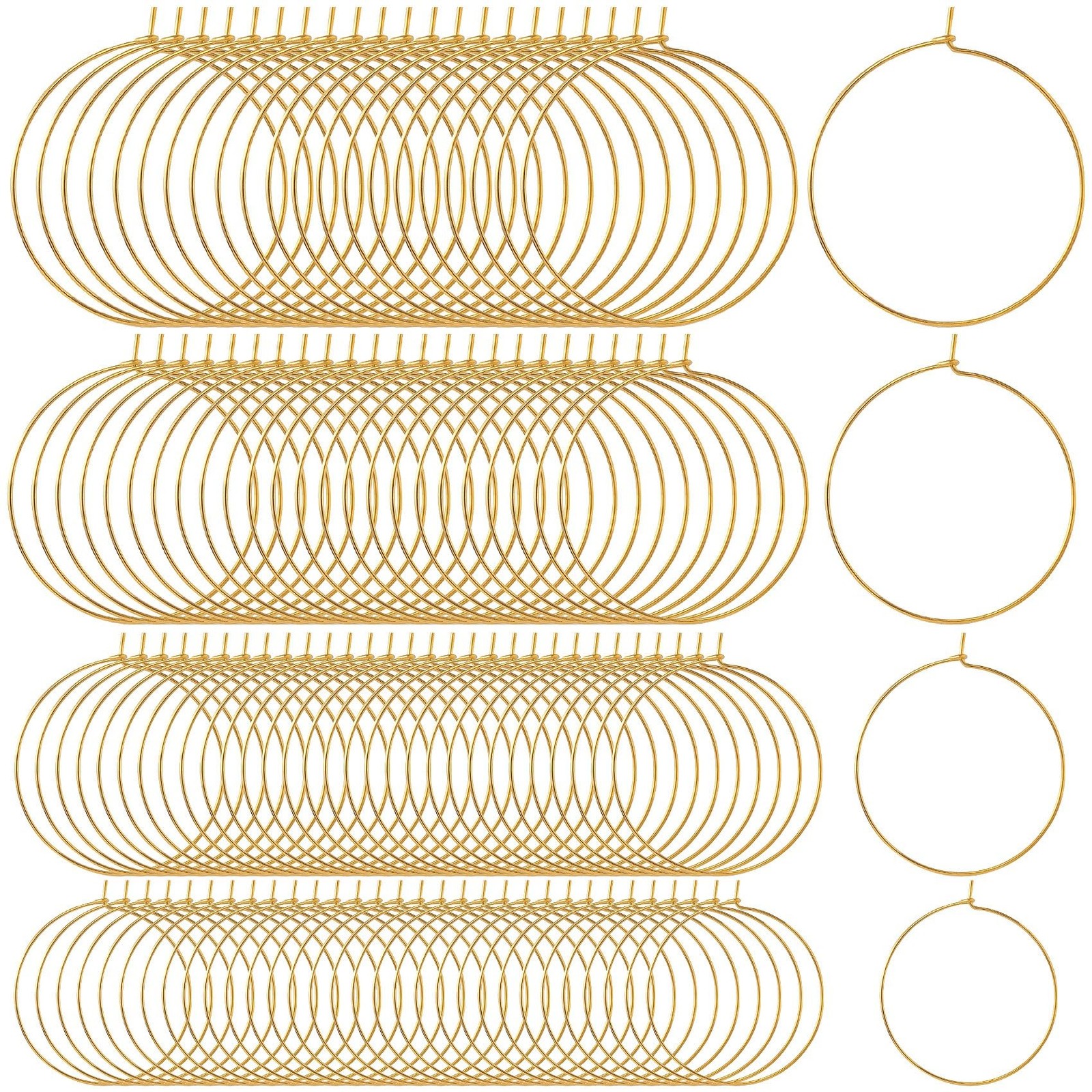 OIIKI 120PCS Earring Beading Hoops for Jewelry Making, 4 Sizes Gold Plated Ho...