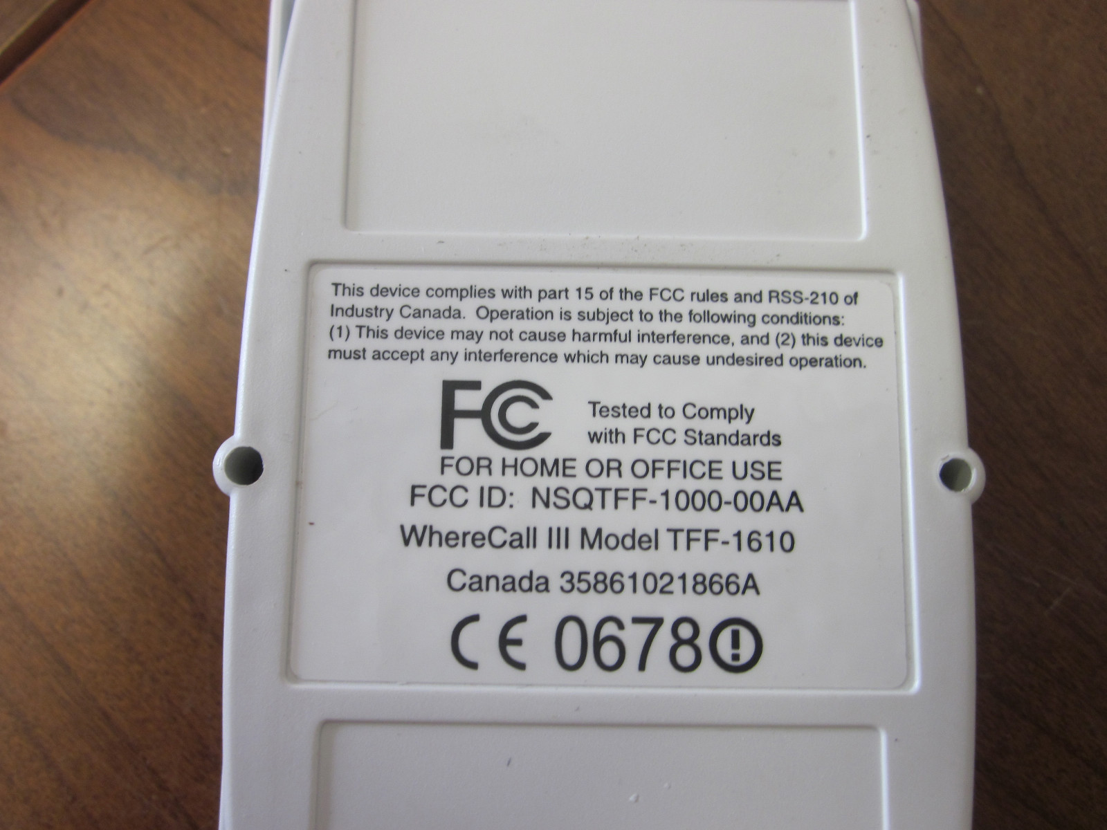 WhereNet WhereCall III Model TFF-1610