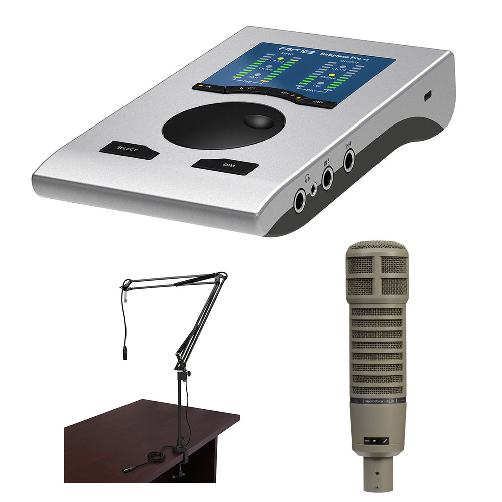 RME Babyface Pro FS Audio Interface w/ Electro-Voice RE20 Mic & Boom Arm