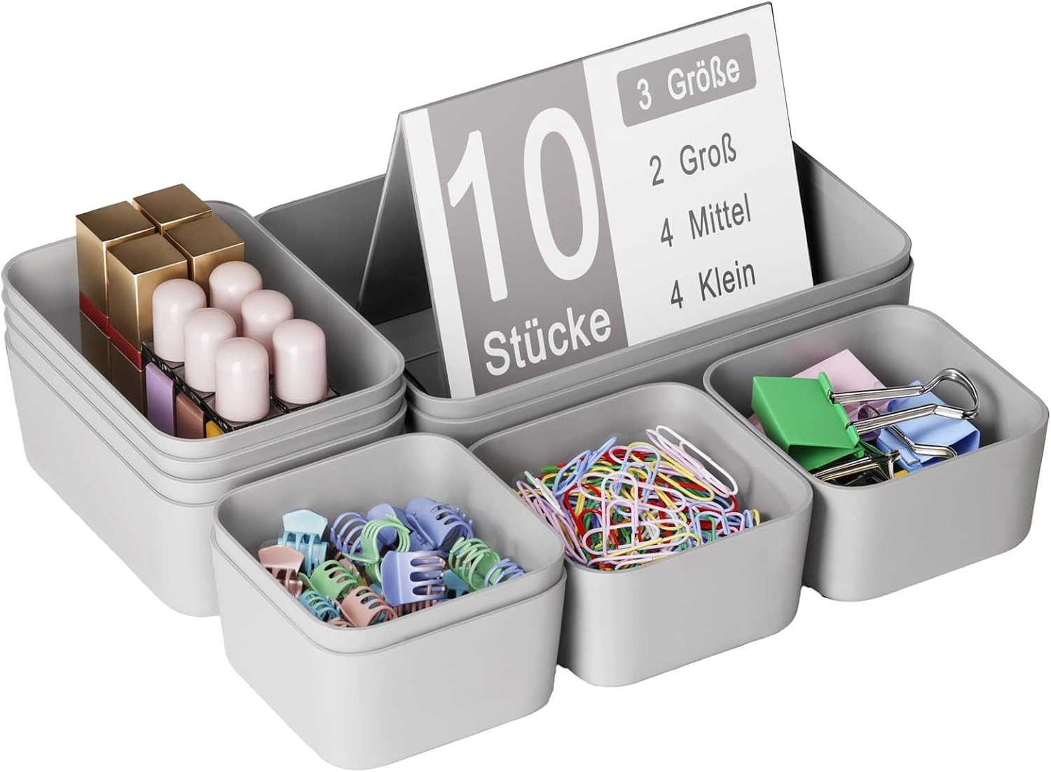 Plastic Drawer Organizers, 10 PCS Drawer Organizer Bins, Bathroom and Vanity Org