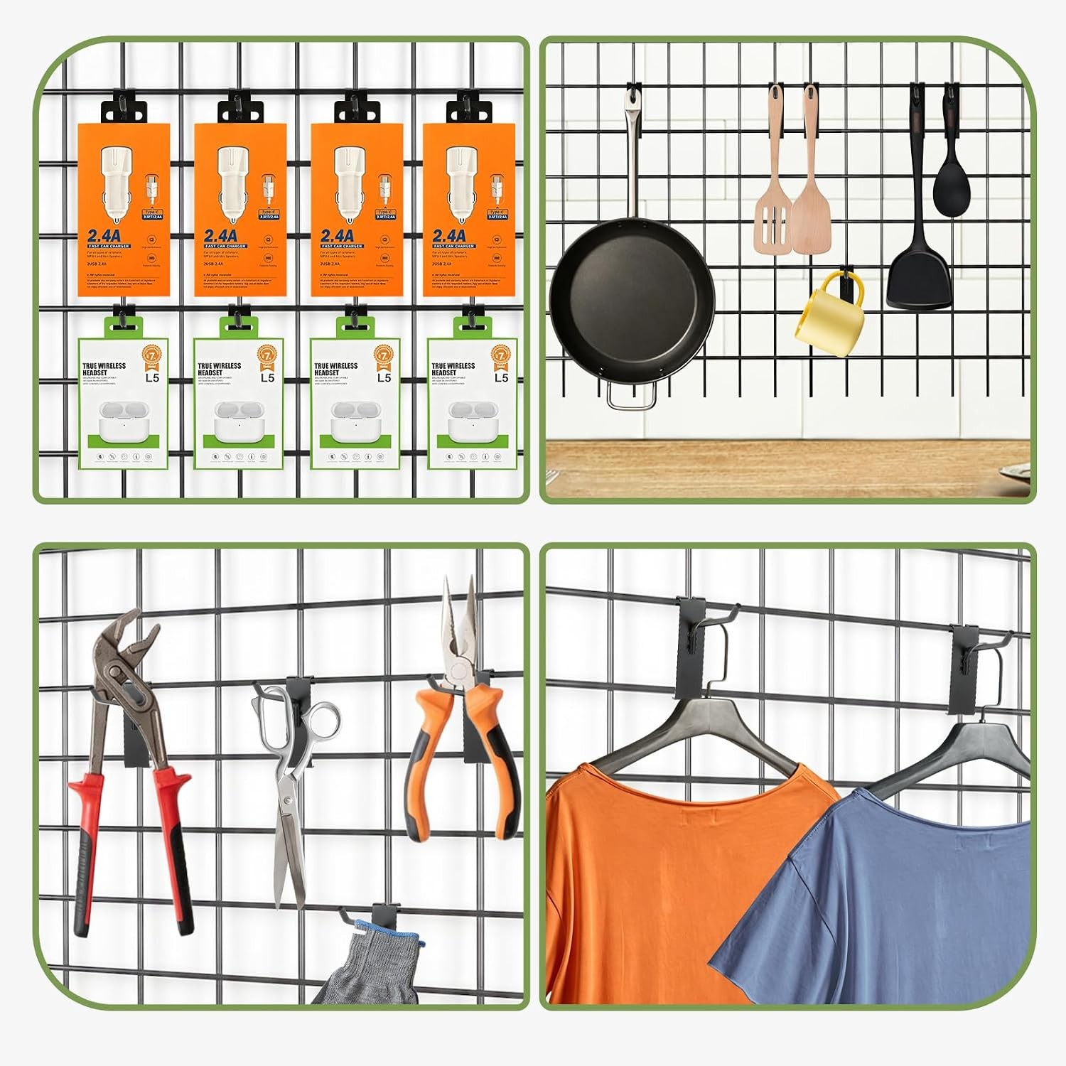 40 Pack Gridwall Hooks Black Grid Wall Panels Display Hooks 4 Inch Grid Wall