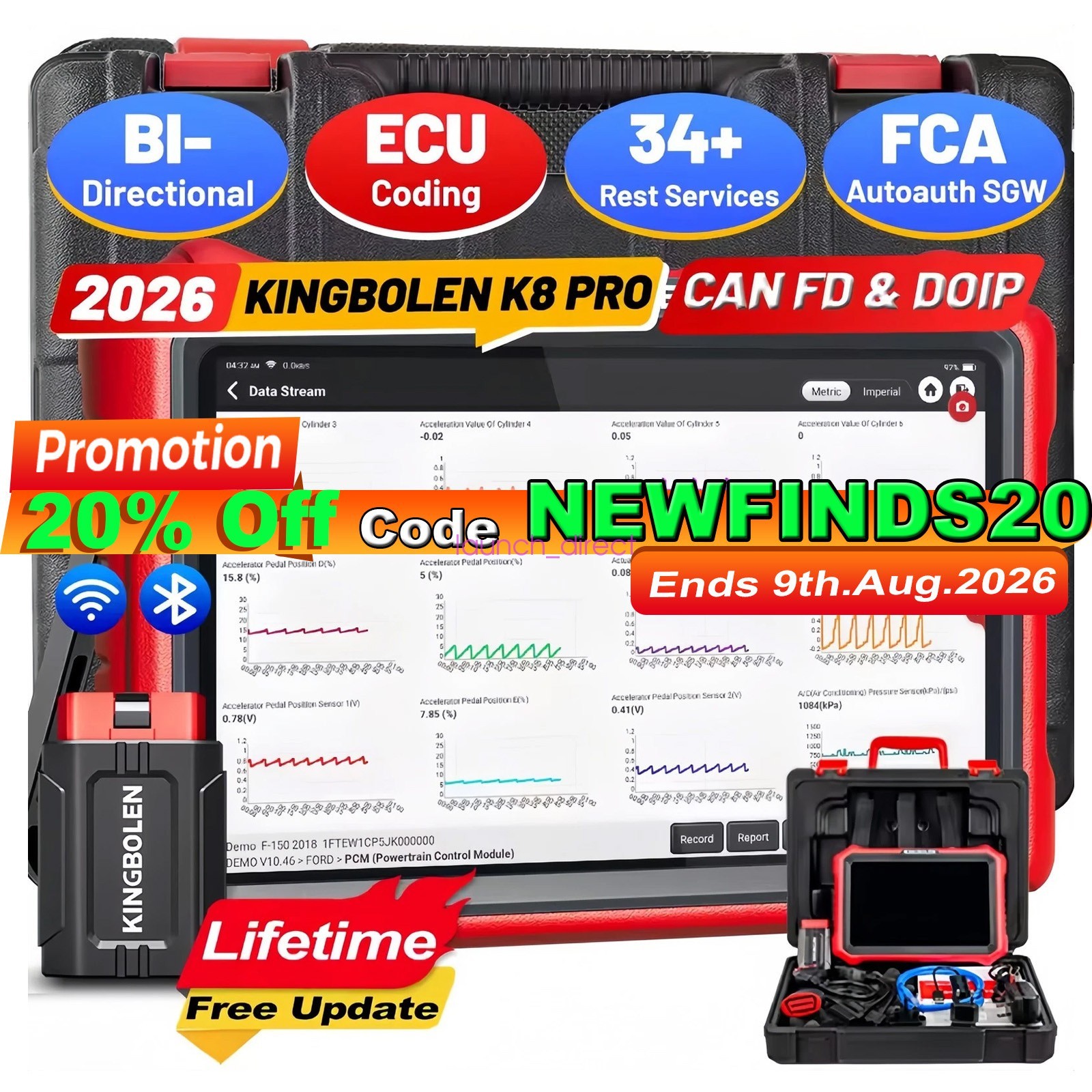 Lifetime Free! KINGBOLEN K8 Pro ALL System Bidirectional Diagnostic Scanner Tool