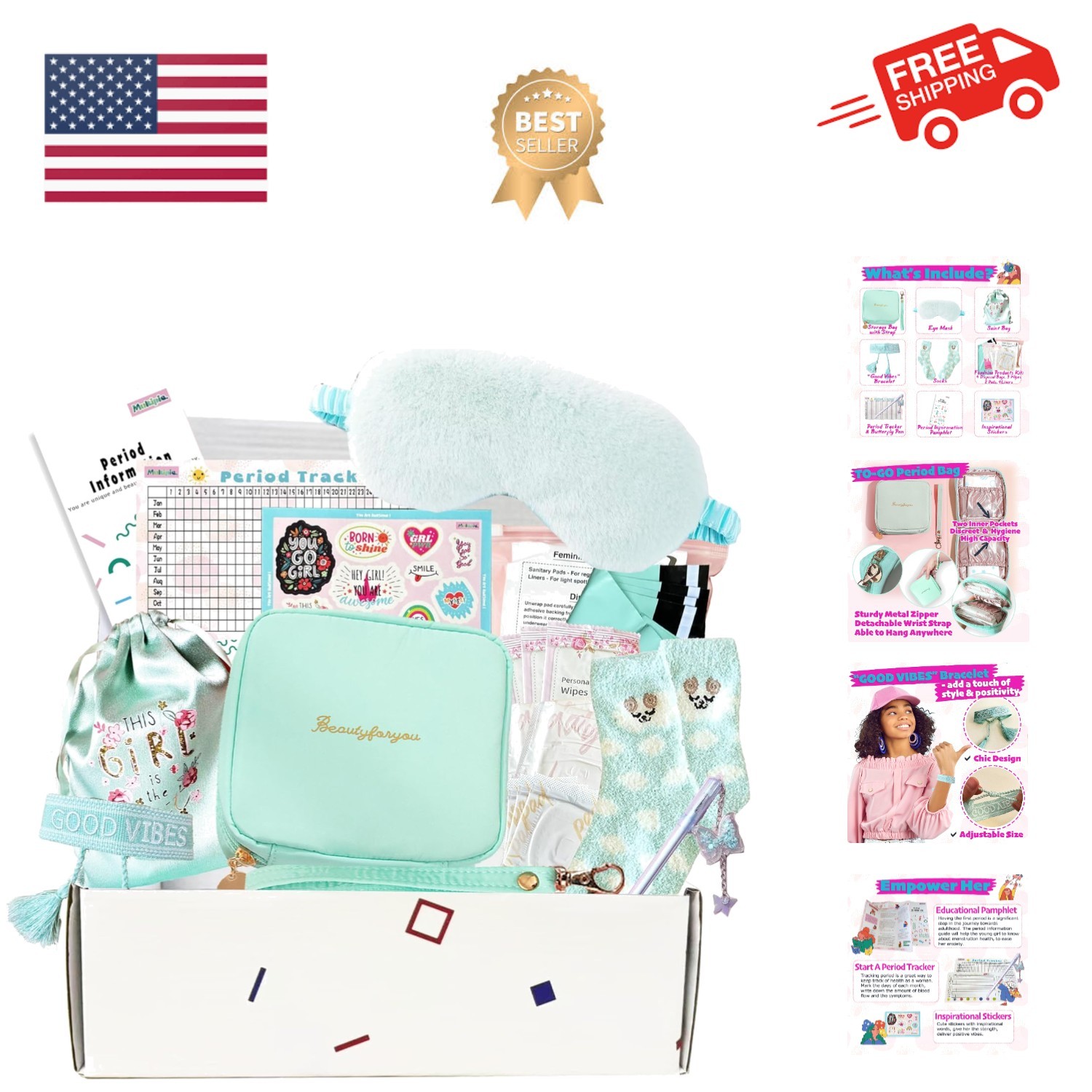 First Period kit for Girls | 22 PC Period Packs for Young Girls First Time | ...