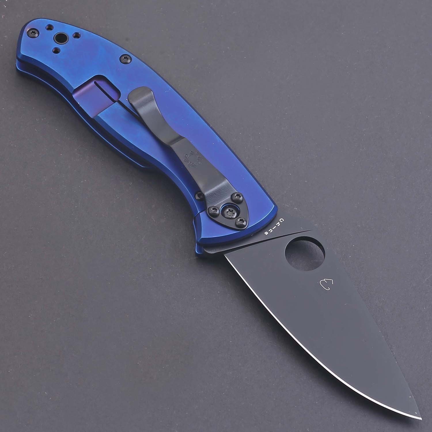Blue Titanium Handle High Quality Frame Lock Combat Tactical Pocket Knife Knives
