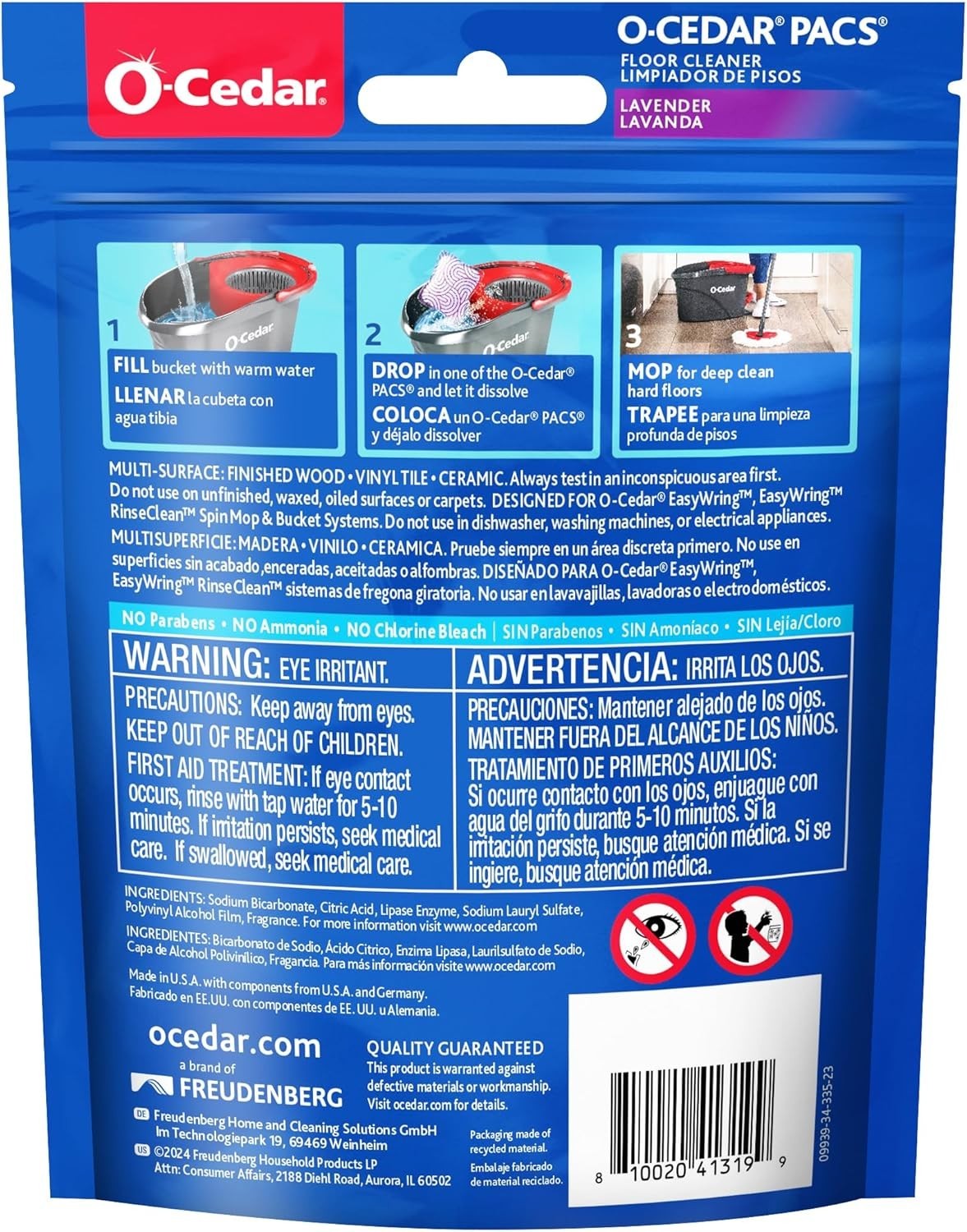 PACS Hard Floor Cleaner, Lavender Scent Enzyme Power (10-Count) (6-Pack)