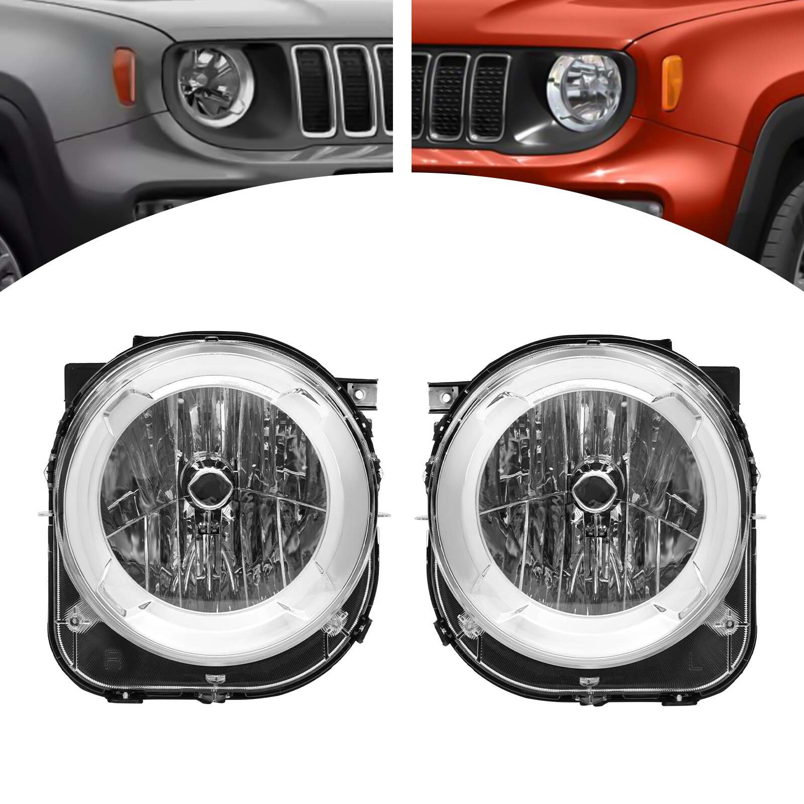 For 2019-2023 Jeep Renegade Headlight Halogen Headlamp(s) w/Bulb Left&Right Side