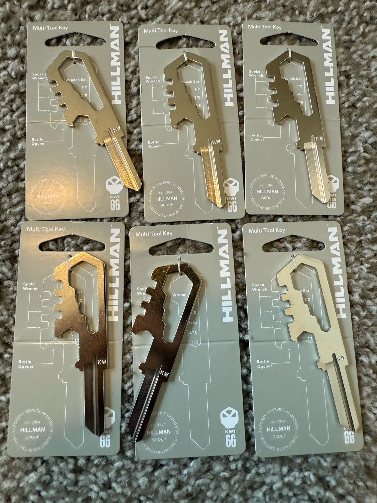 LOT OF 6, Hillman 84082 Multi Tool Key KW1 #66 Blank NEW