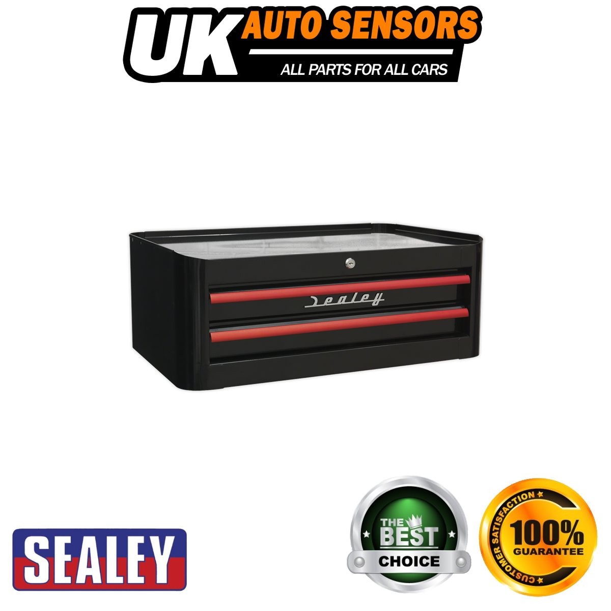 Sealey Premier� Retro Style Mid-Box Tool Chest 2 Drawer Black Red AP28102BR