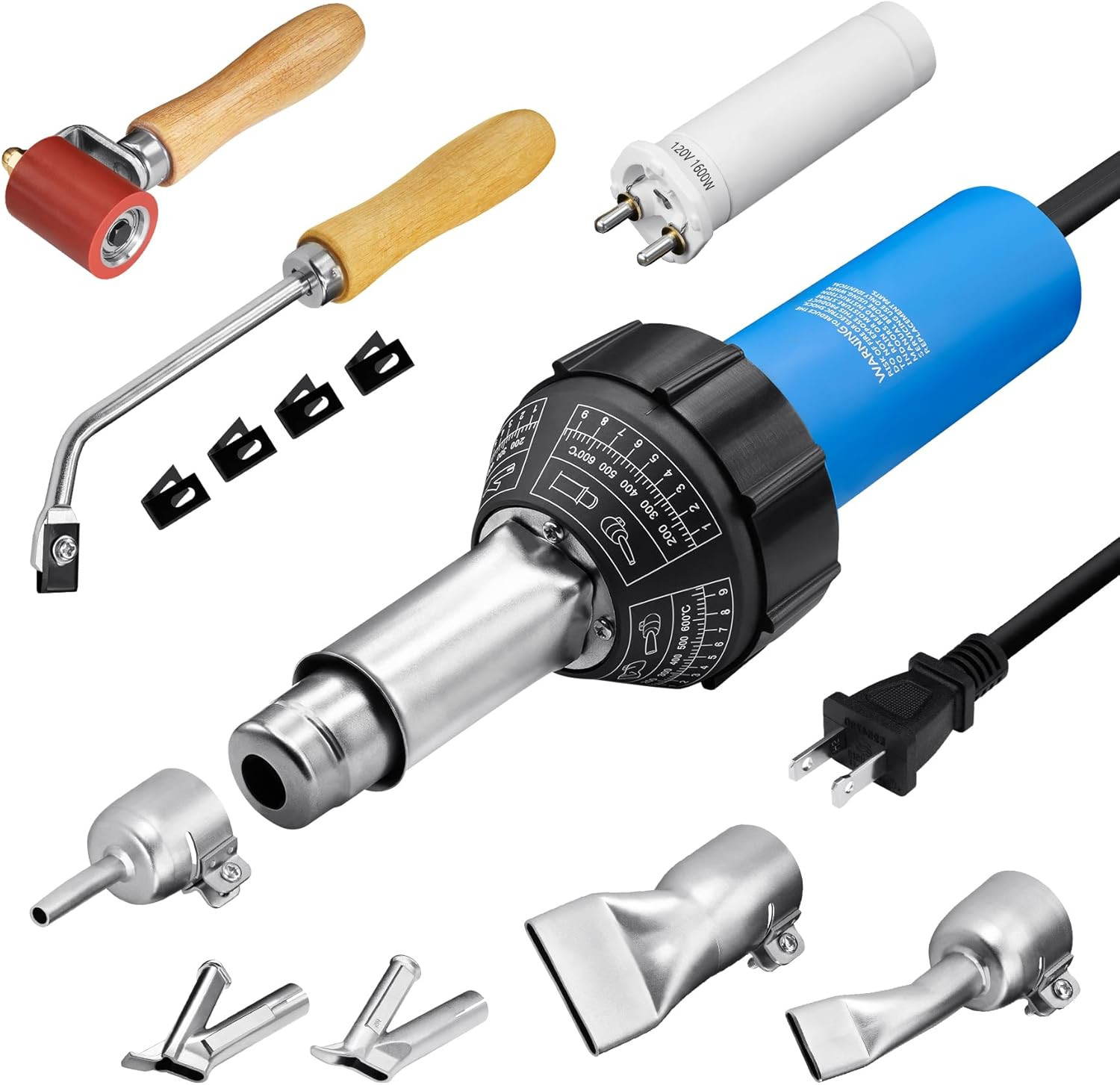 Hot Air Plastic Welder 1600W Plastic Welding Roofing Kit 110V, Vinyl PVC TPO Wel