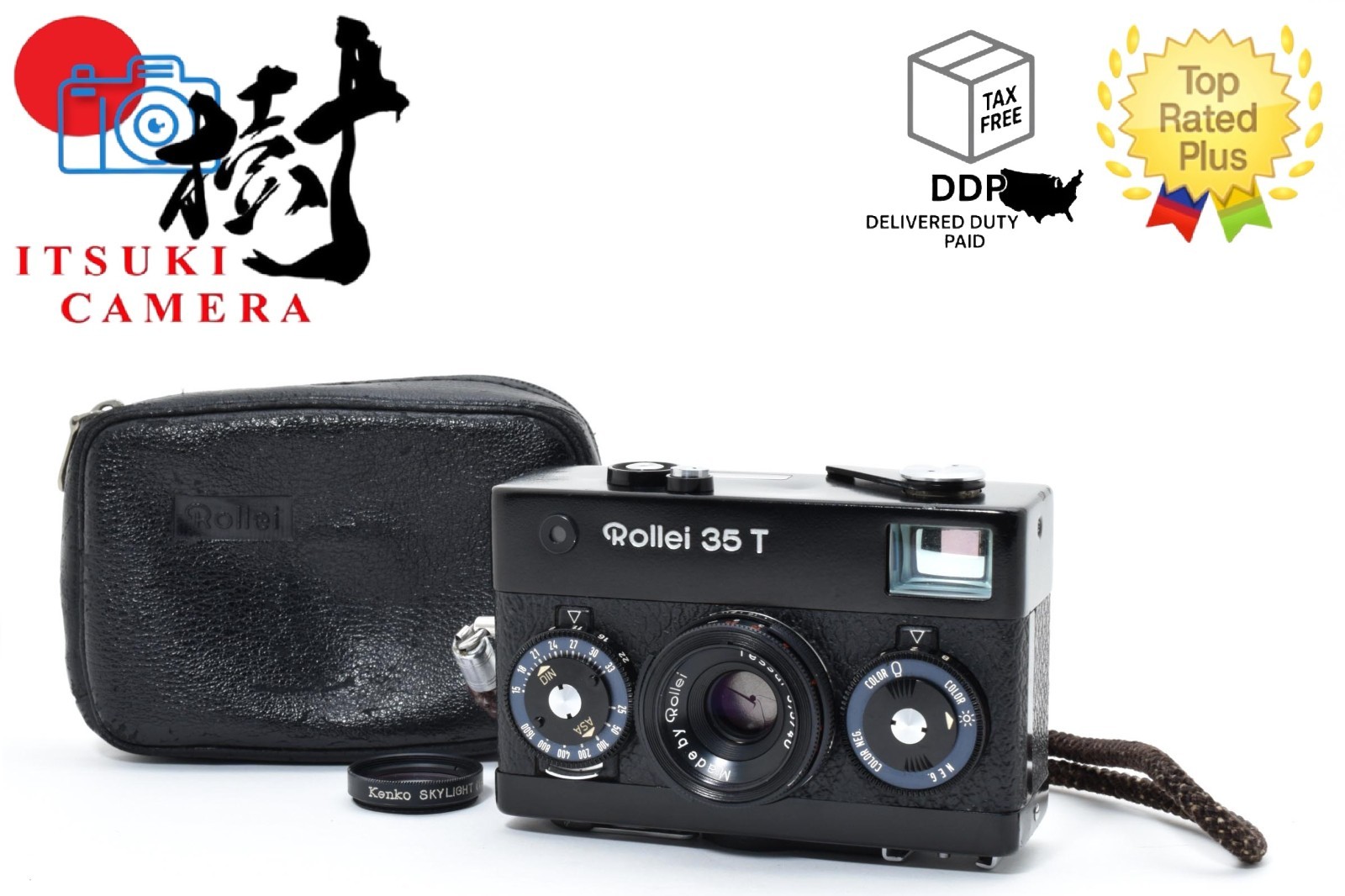 Near Mint Rollei 35 T 35mm Film Camera Black Tessar 40mm F3.5 with Strap JAPAN