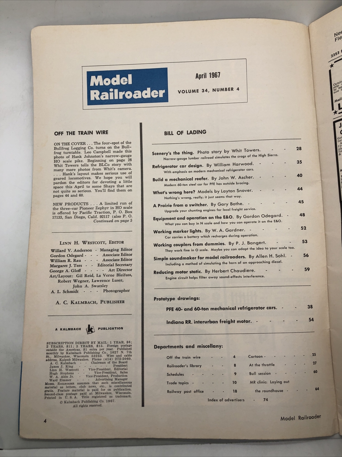 Model Railroader Magazine April 1967