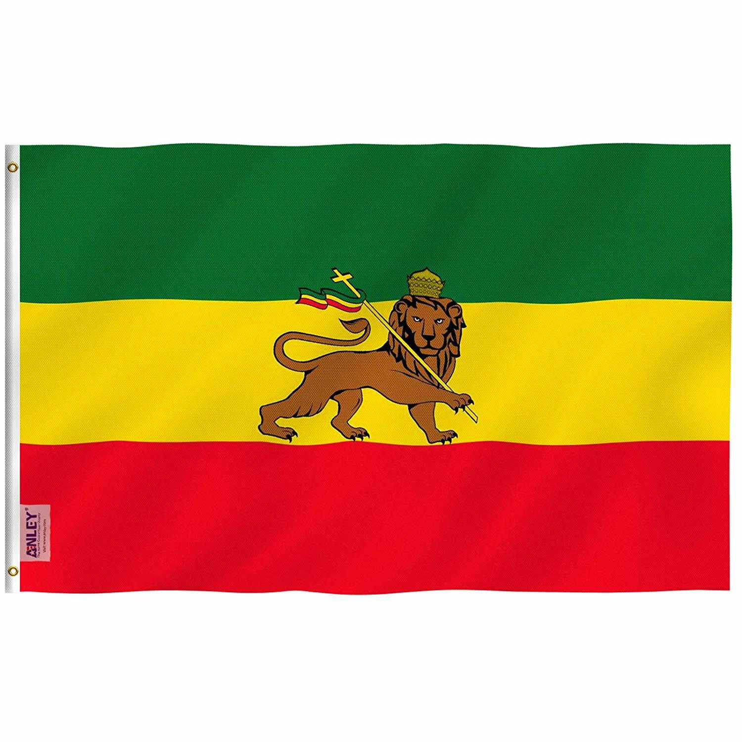 Anley Fly Breeze 3x5 Foot Ethiopia Flag with Lion Ethiopian Lion of Judah Flags