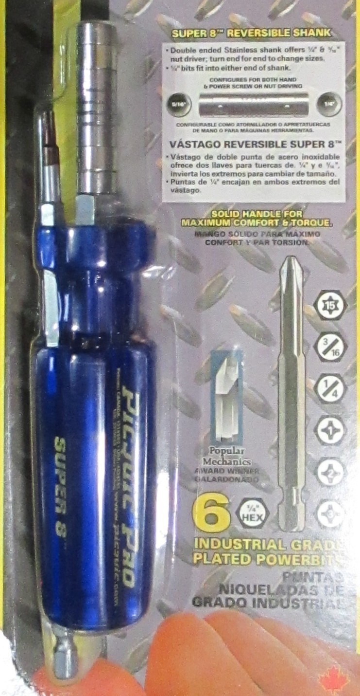 Picquic Pro Super 8 Industrial Multi Screwdriver Nutdriver w/Reversible Shank