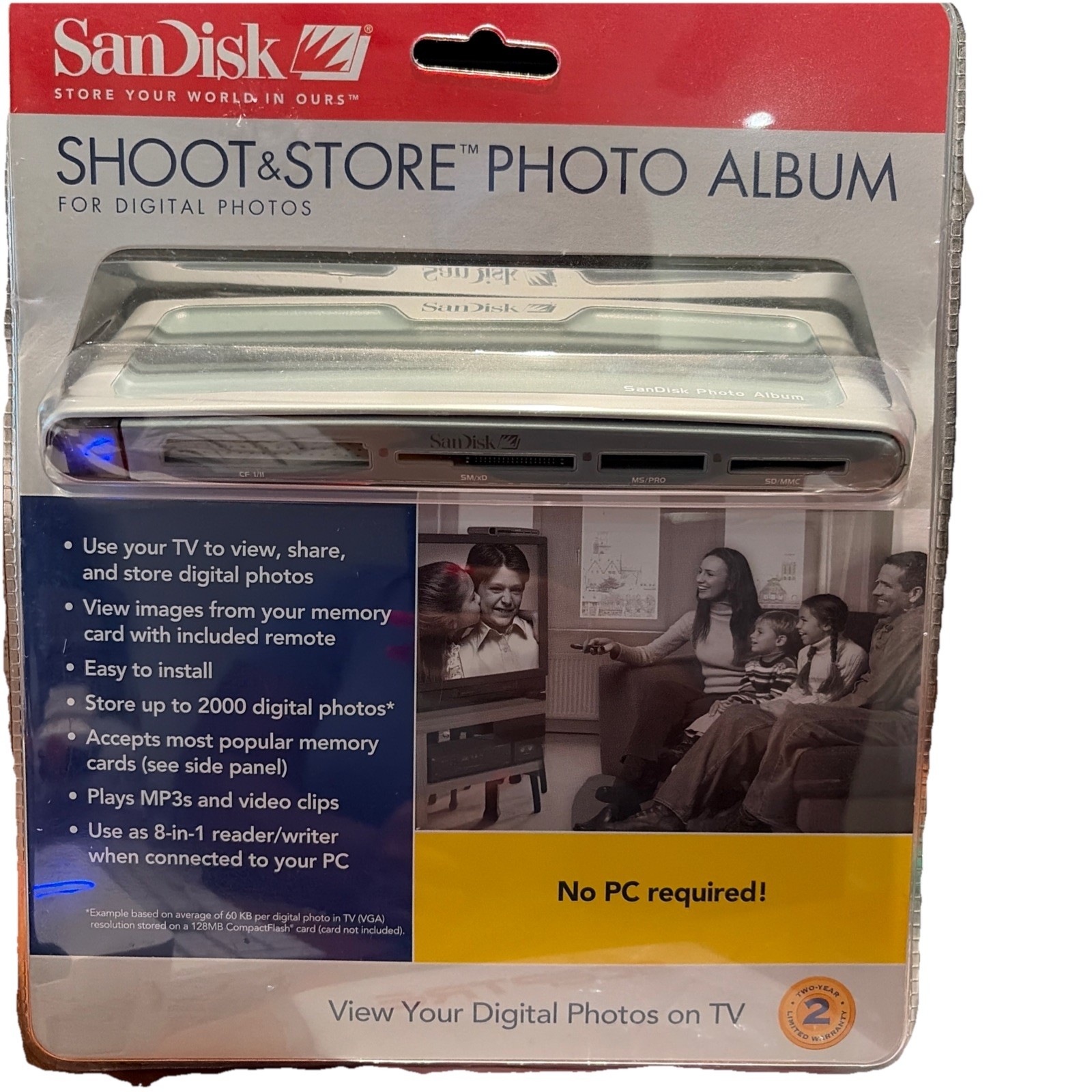 SanDisk Shoot & Store Photo Album Digital Photos 8-in-1 Reader SDV2S-A-A30 Read