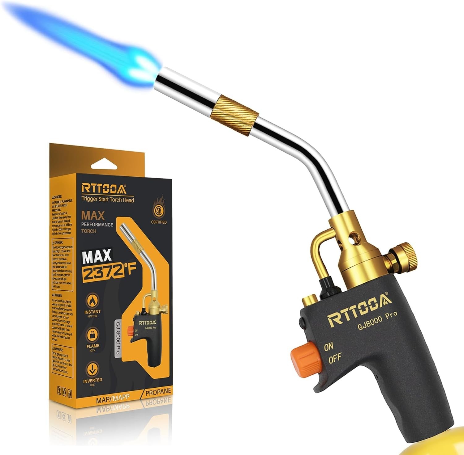 Versatile GJ-8000Pro Propane Torch Head – Trigger Ignition & Pressure Regulator