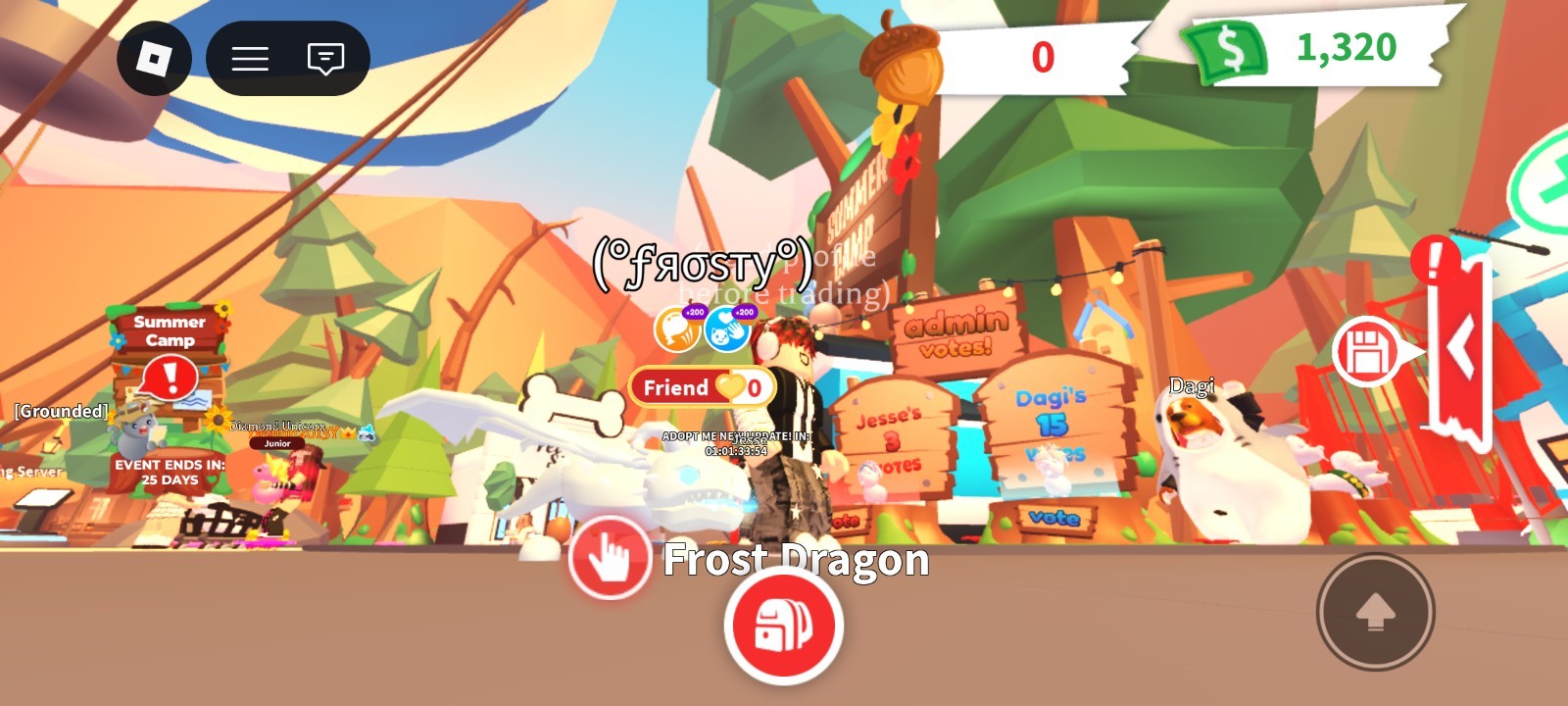 Adopt Me! Frost Dragon In-Game Pet - Fly Ride (F/R) Game Item/Asset