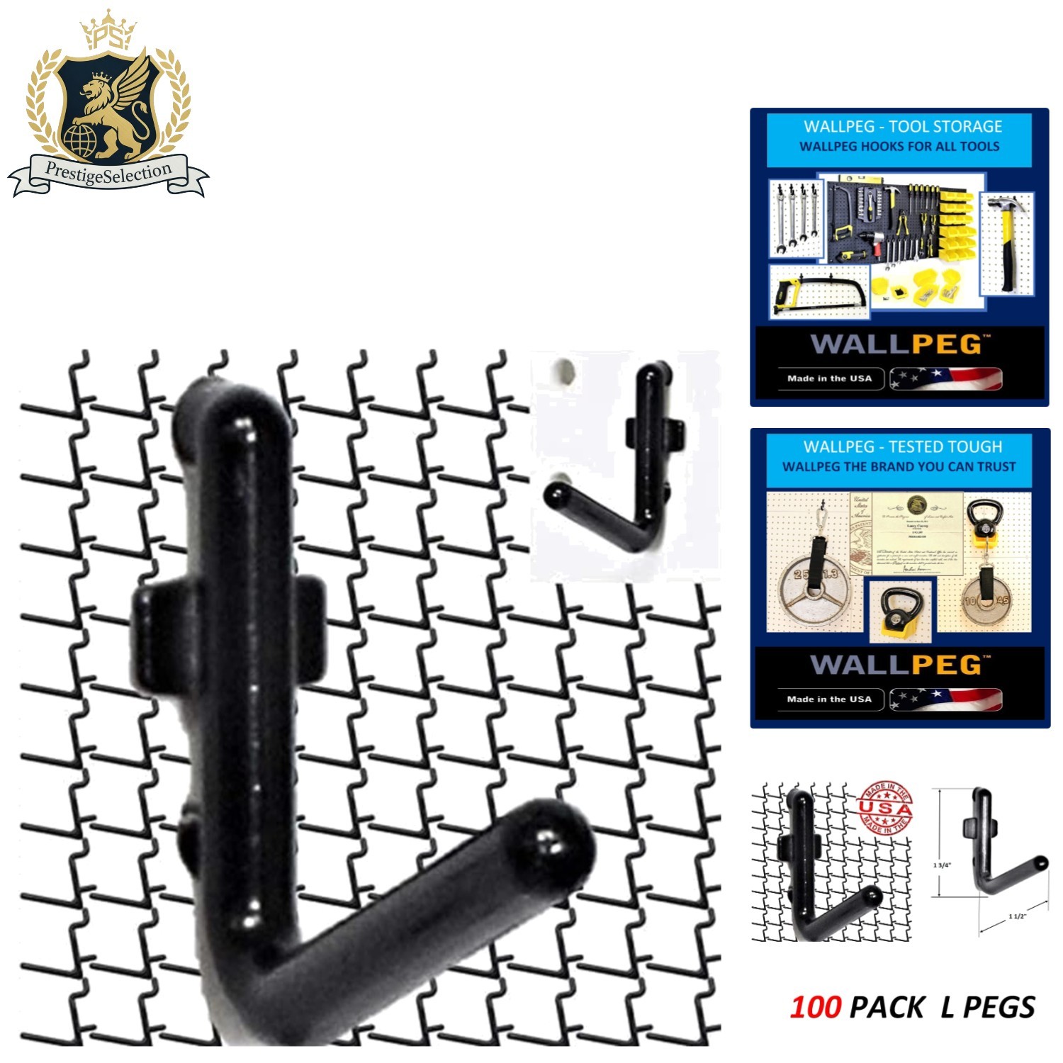 Maximize Space with 100 Black Peg Hooks - Durable, Easy Snap-In Installation