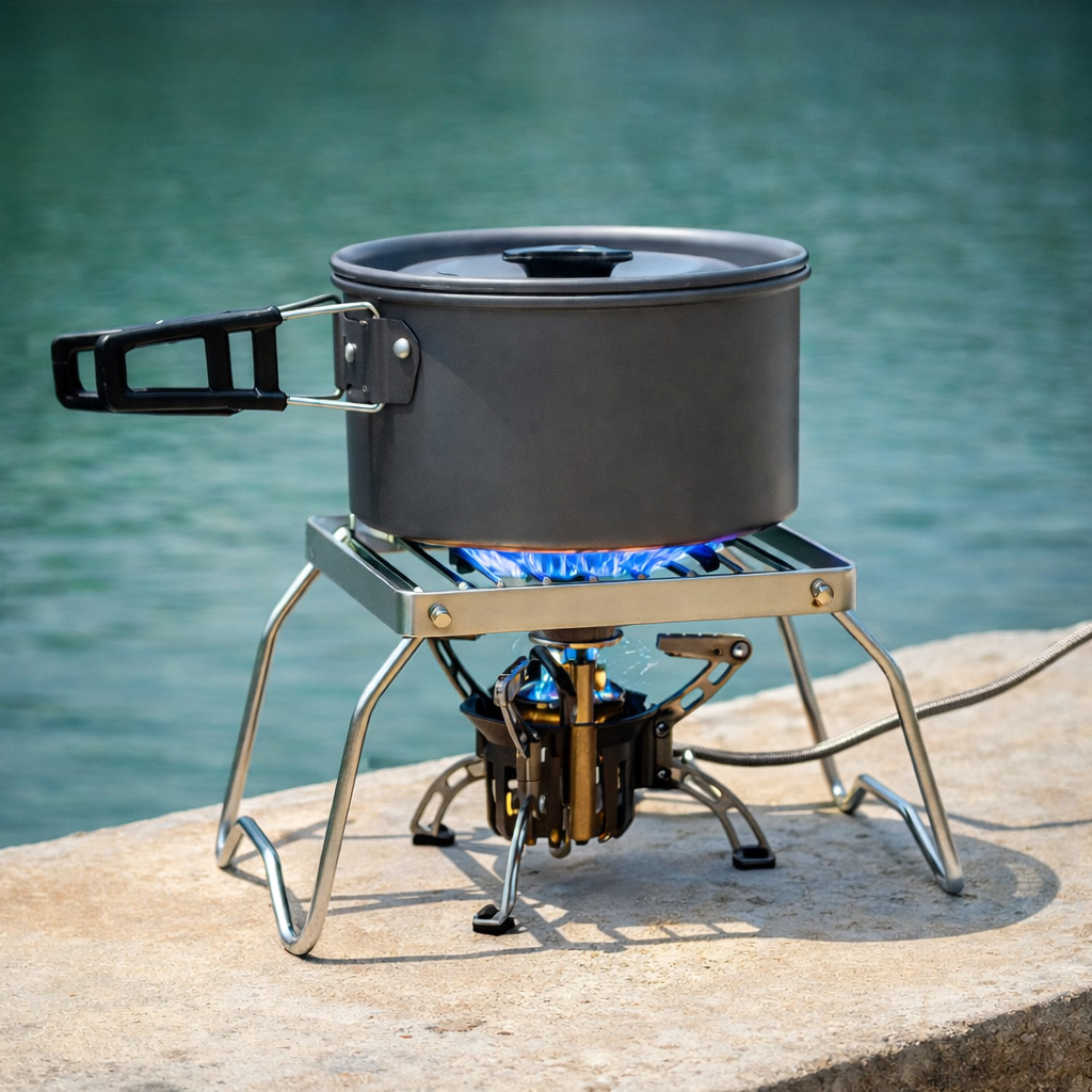 Portable Camping Stove Stand Pot Holder Stainless Steel Outdoor Cooker Accessory
