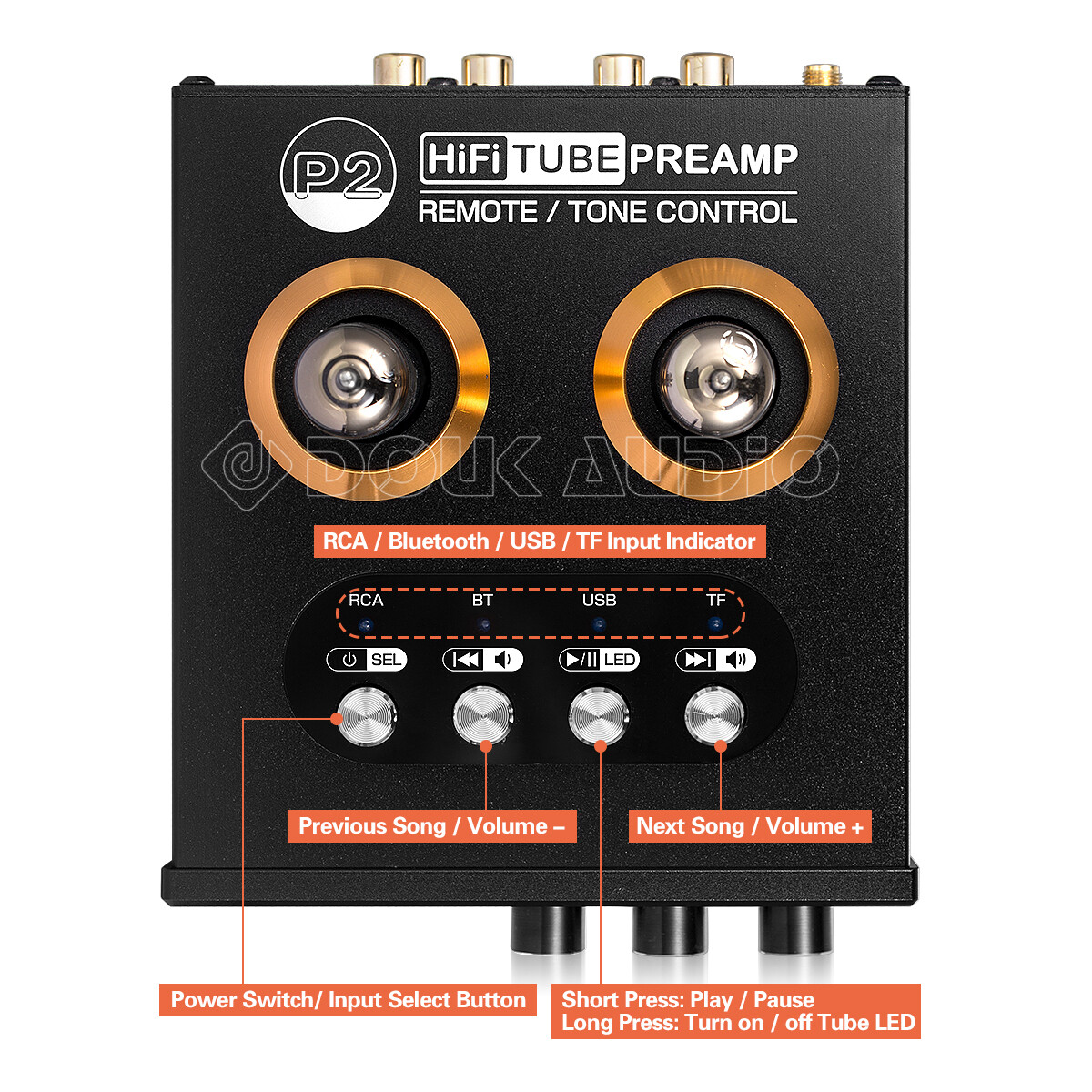 Mini Tube Preamplifier with Bluetooth 5.0 / USB SD Play / Headphone Amp / Remote