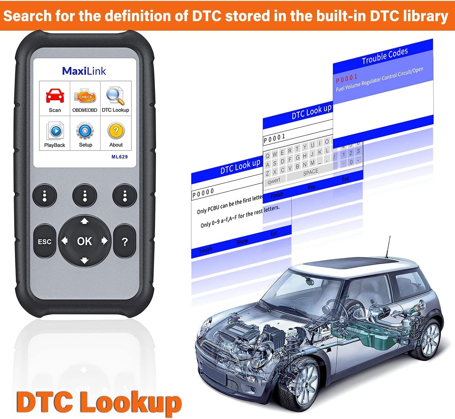 2026 Autel ML629 OBD2 Scanner ABS SRS Engine Transmission Auto VIN Code Reader