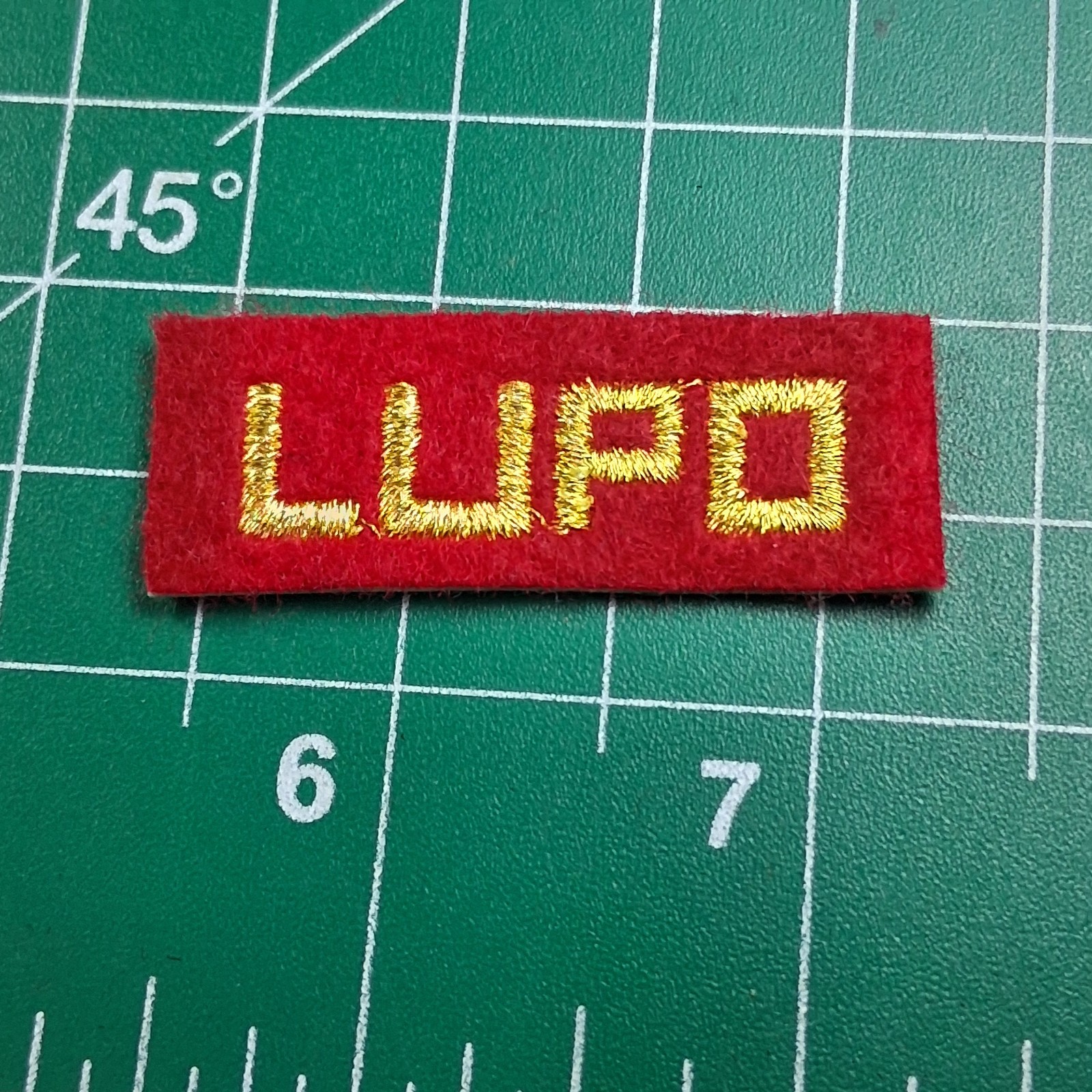 Red & Gold Embroidered Lupo Rectangle Patch