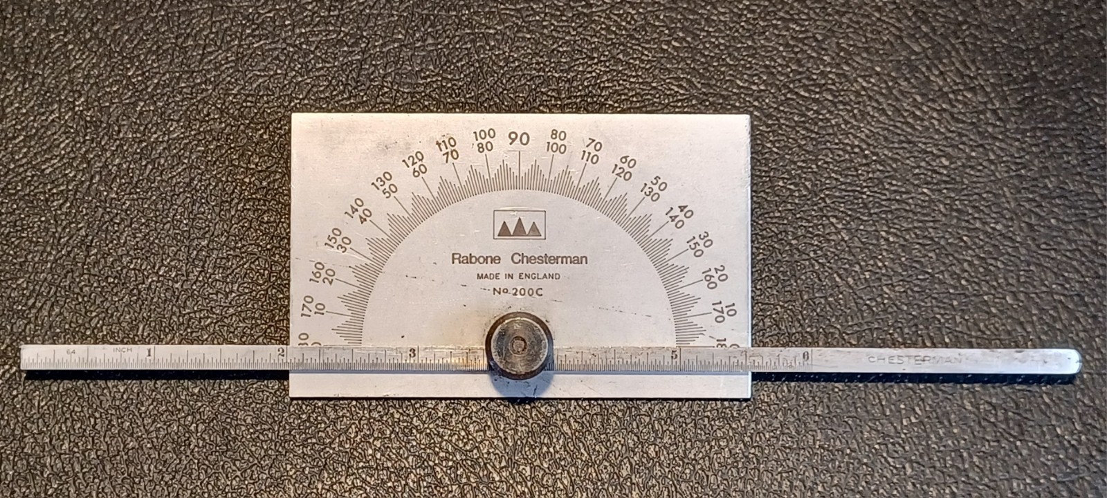 Rabone Chesterman No. 200C Protractor Depth Angle Gauge Vtg 6" Ruler England  -V