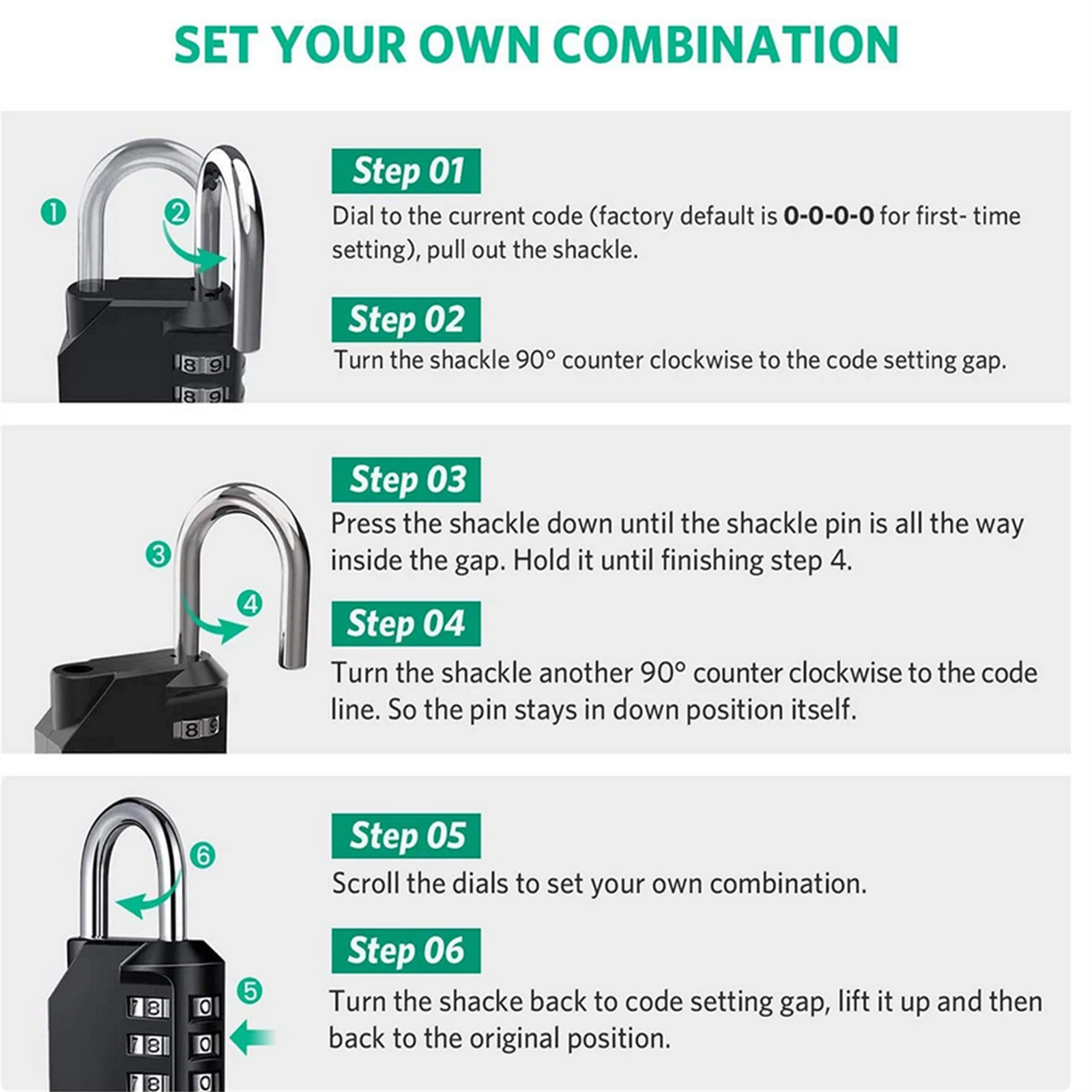 Combination Padlock Password Outdoor 4 Digit Long Shackle Waterproof Pad Lock