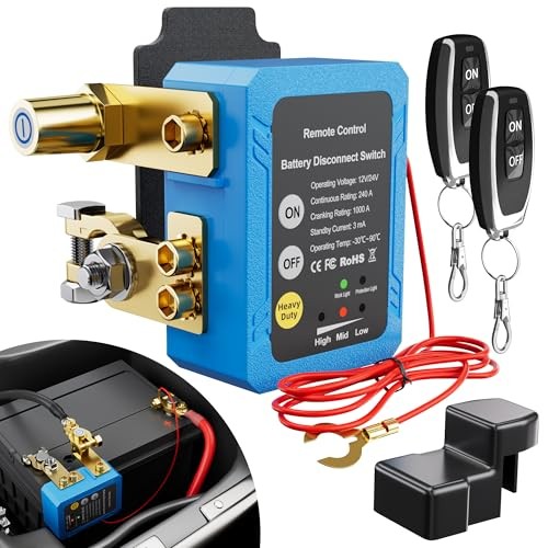 Remote Battery Disconnect Switch 12V 240A Kill Switch Side Installation