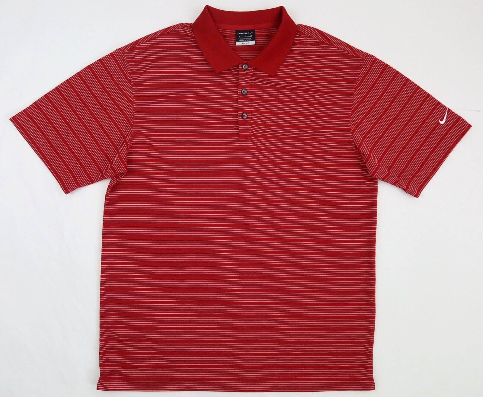 Nike Golf DRI-FIT Polo Red White Stripe Medium