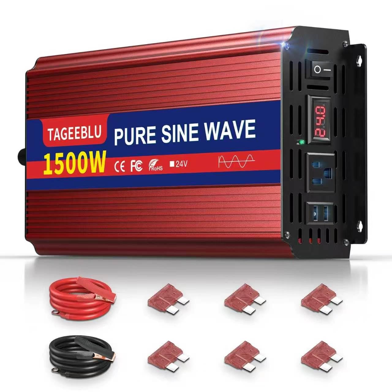 Tageeblu 24V 1500W Pure Sine - For Truck 24V Dc To 110V Ac Power For