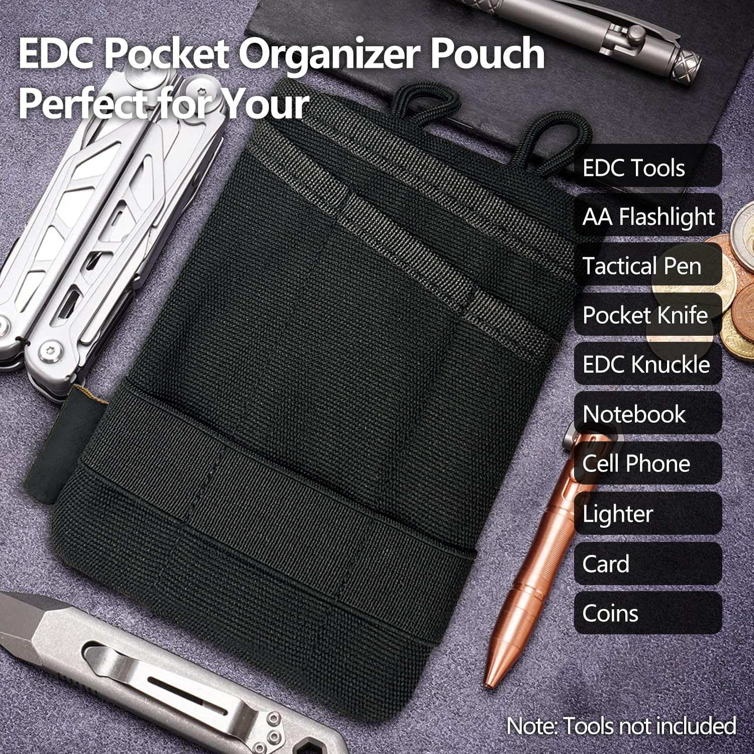 HXOUSE Small EDC Pocket Pouch Mini Pouch, Black Organizer