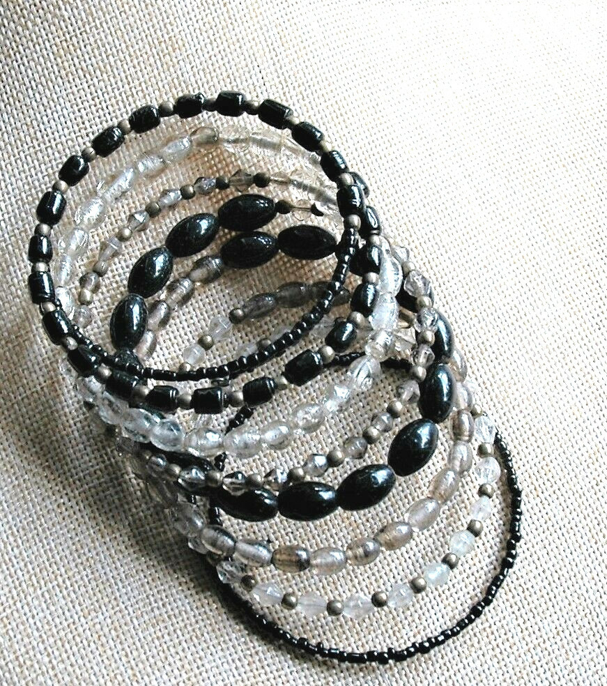 Beaded Wrap Bracelet Black & Silver Hand Made by Artisans Fair Trade