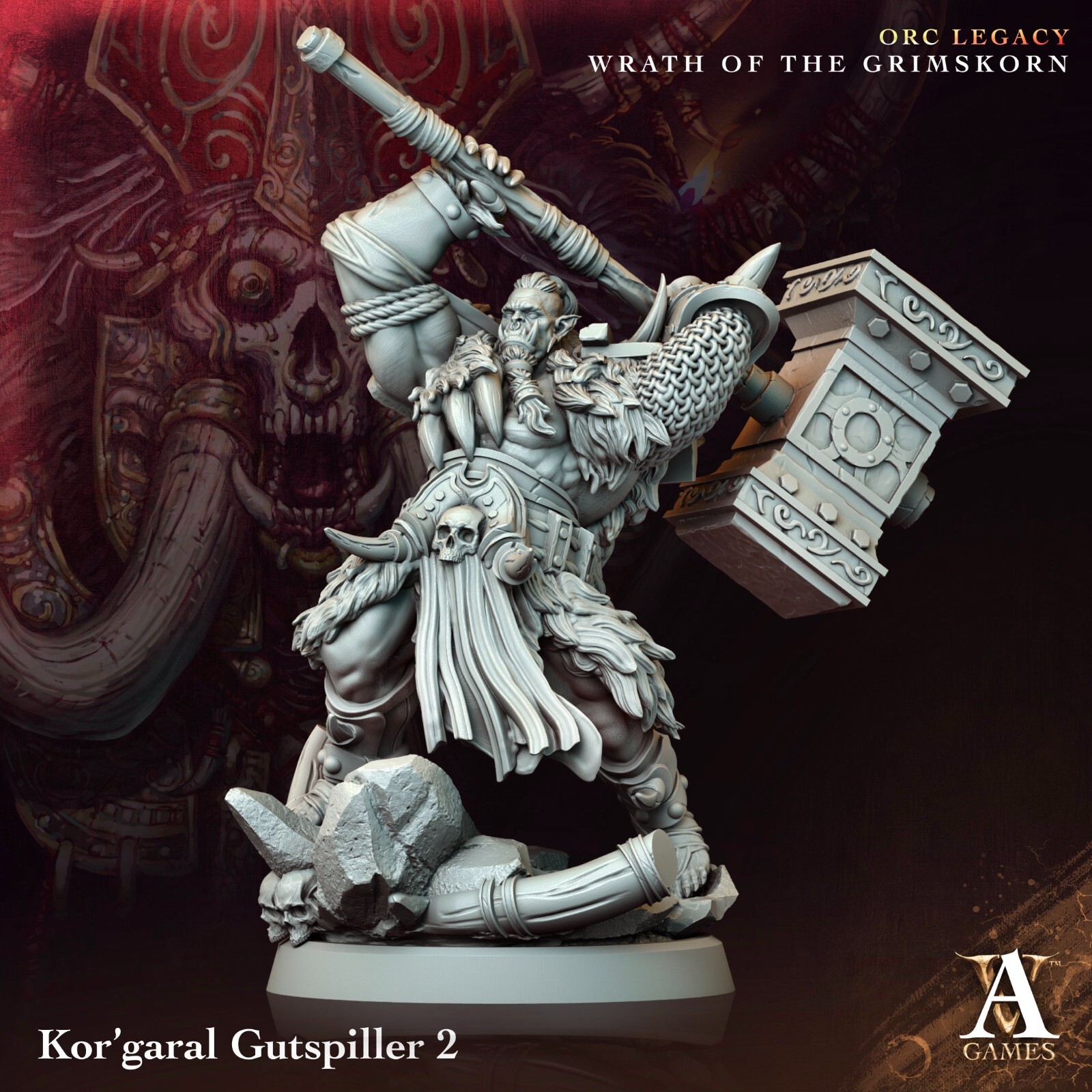 D&D Kor'garal 02 Orc Warrior  28mm and 32mm Scale Mini TTRPG