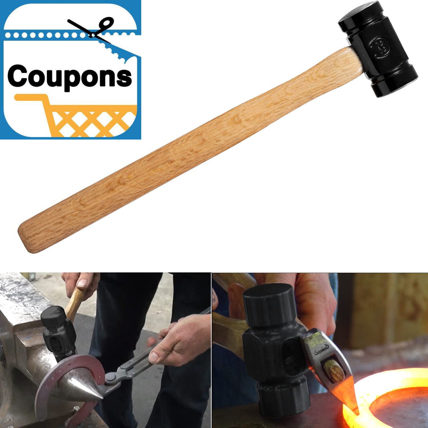 61B 36 OZ Blacksmith Farrier Rounding Hammer Tool For Blacksmithing Forging