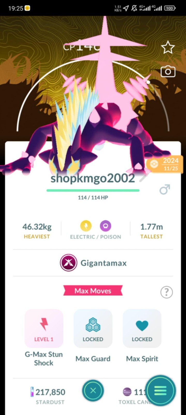 Non Shiny Gigantamax Toxtricity Background Wild Area Global - Read description
