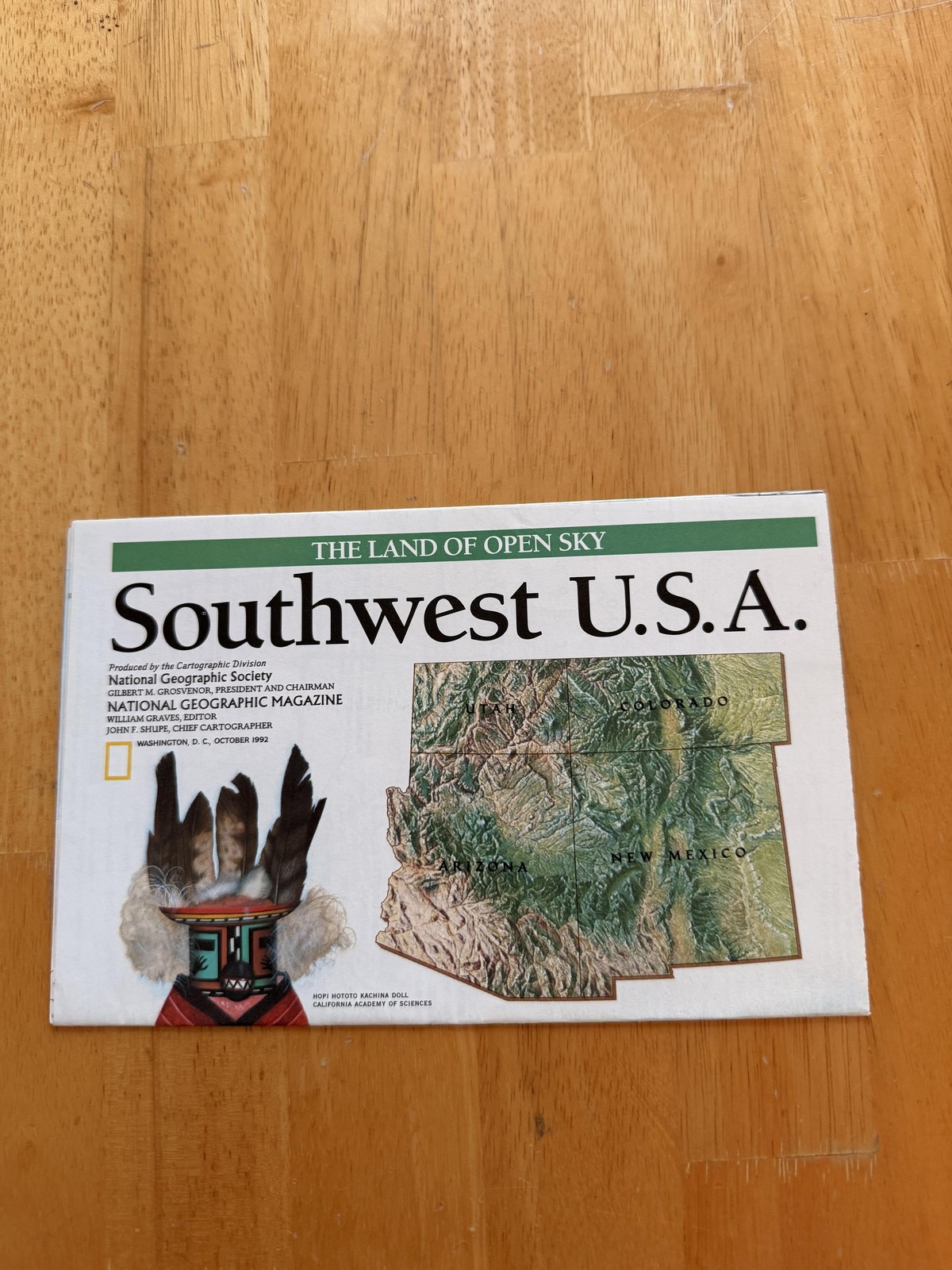 Vintage 1982 National Geographic Southwest U.S.A. Land Of Open Sky Map Fold-Out