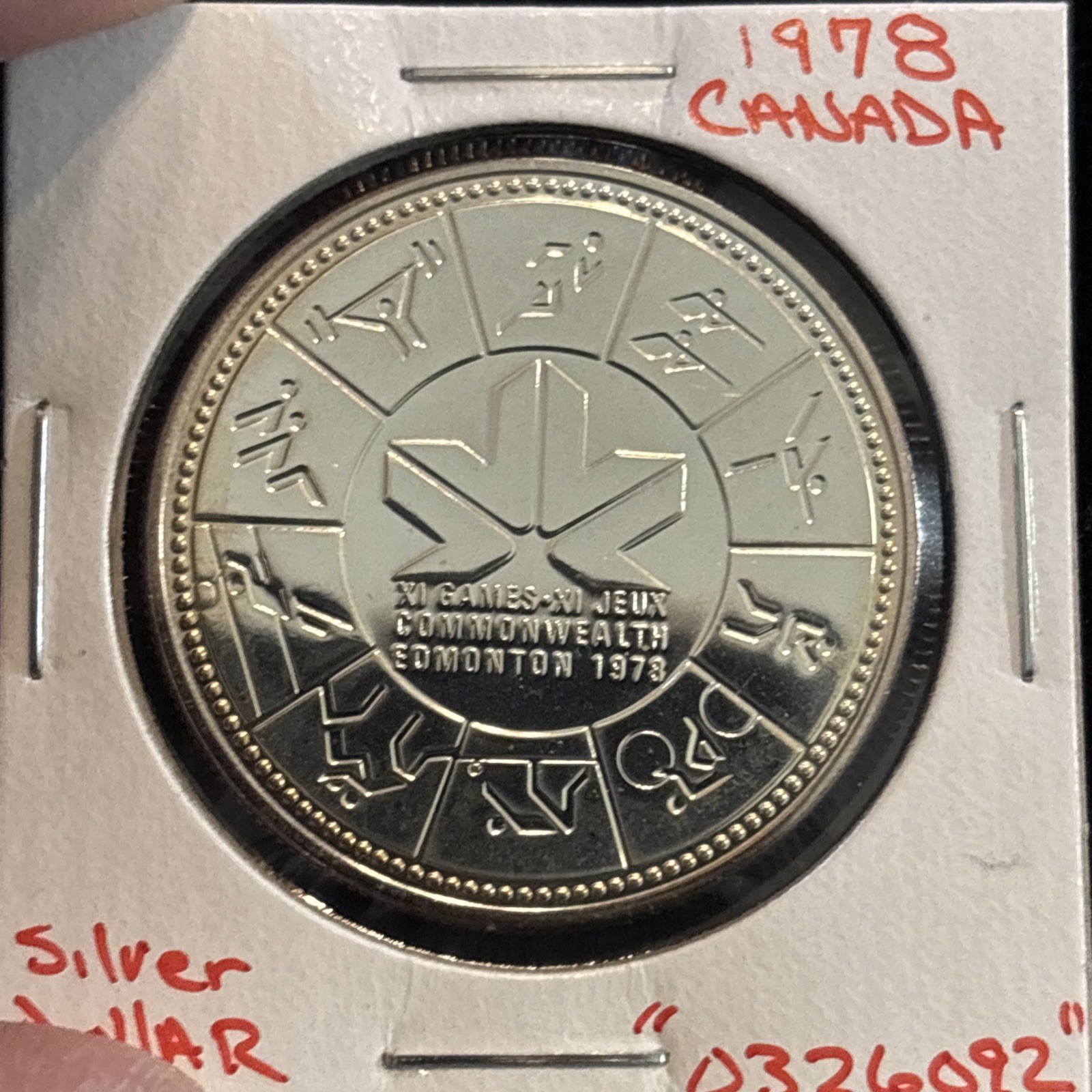 1978 Canada Silver Dollar Edmonton Games Proof “0326092” Canadian $1