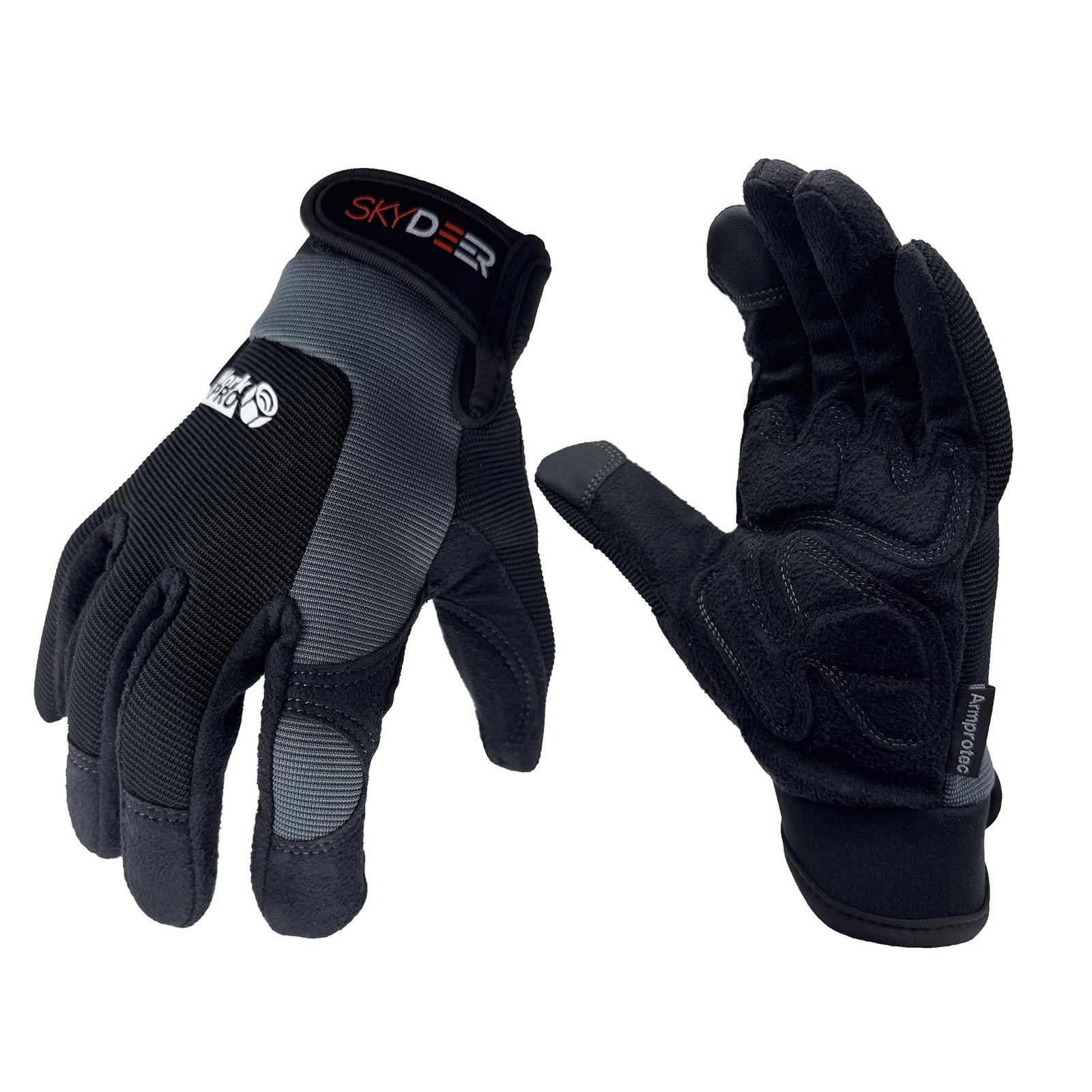 Touch Screen Leather Work Gloves for Men, Impact Protection, Vibration Reduct...